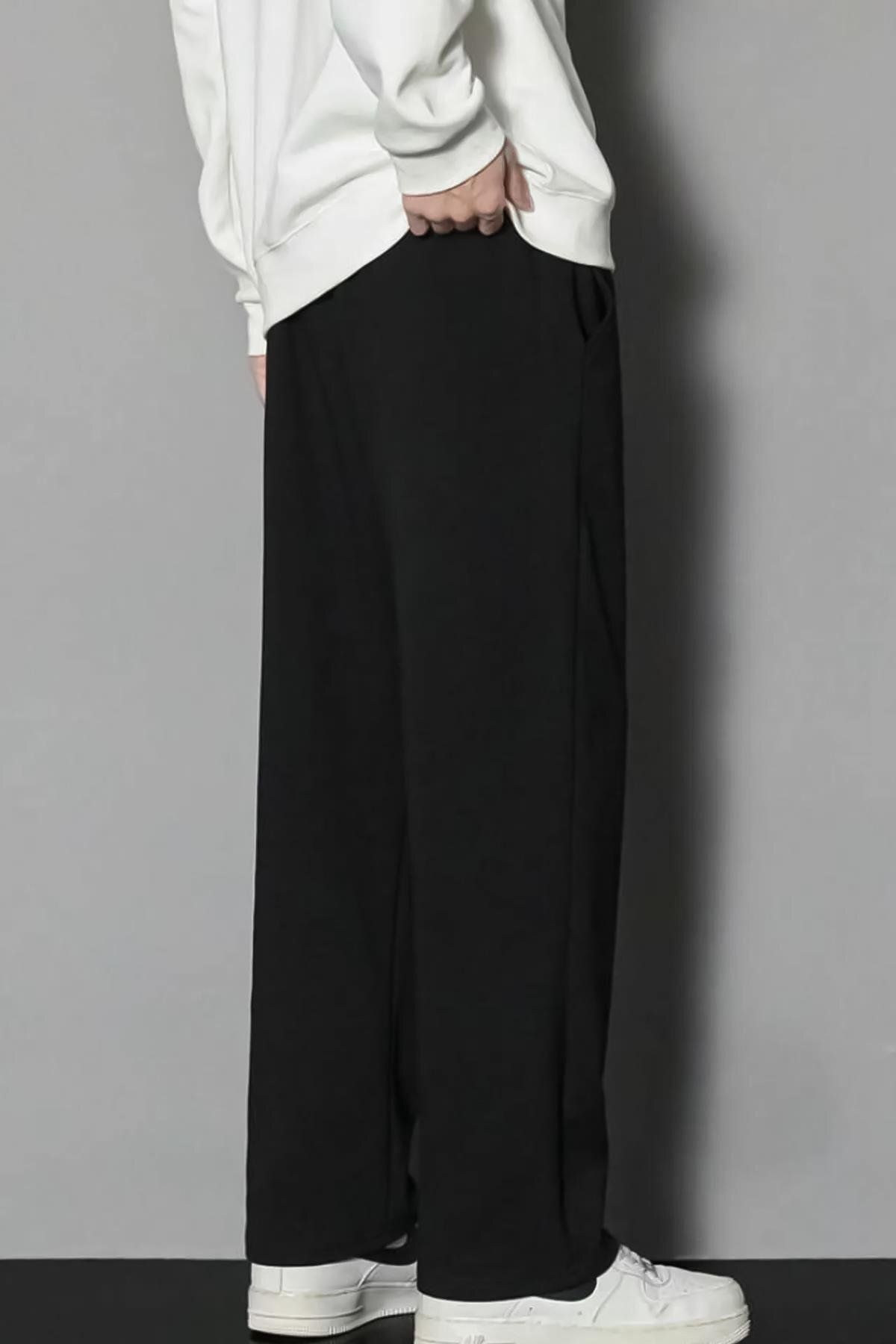 Trendiz-Men's Wide Leg Sweatpants Black 2042 2