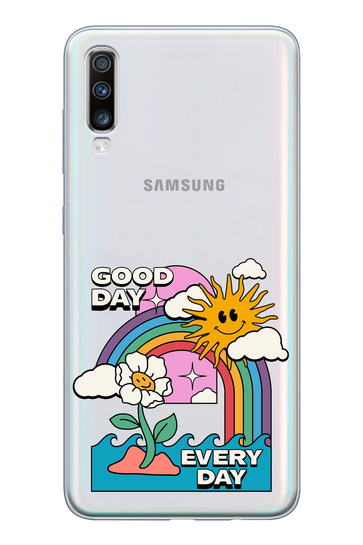 TechTree SAMSUNG Galaxy A50 / A30S Uyumlu Good Day Every Day Tasarımlı Şeffaf Silikon Kılıf