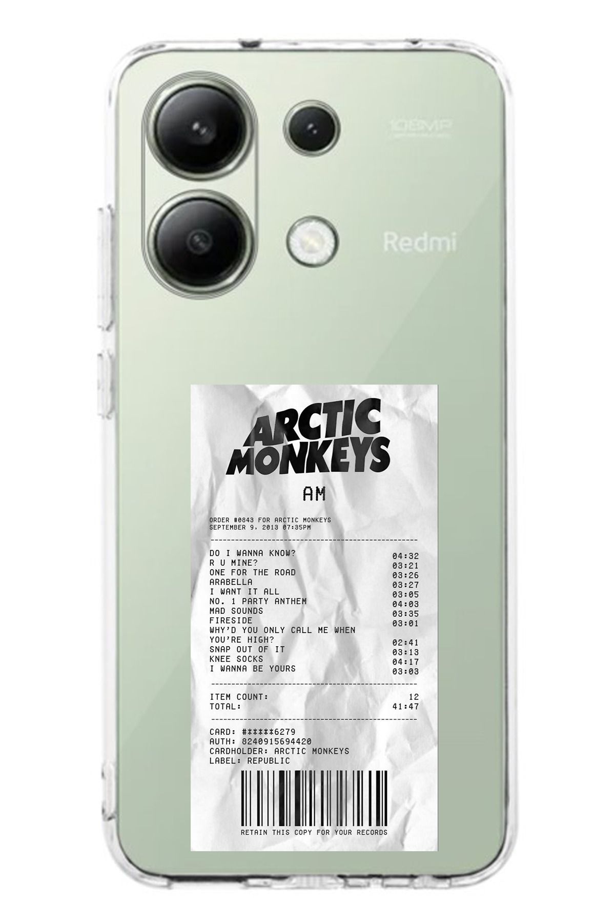 TechTree Redmi Note 13 4G Uyumlu Arctic Monkeys Tasarımlı Şeffaf Silikon Kılıf