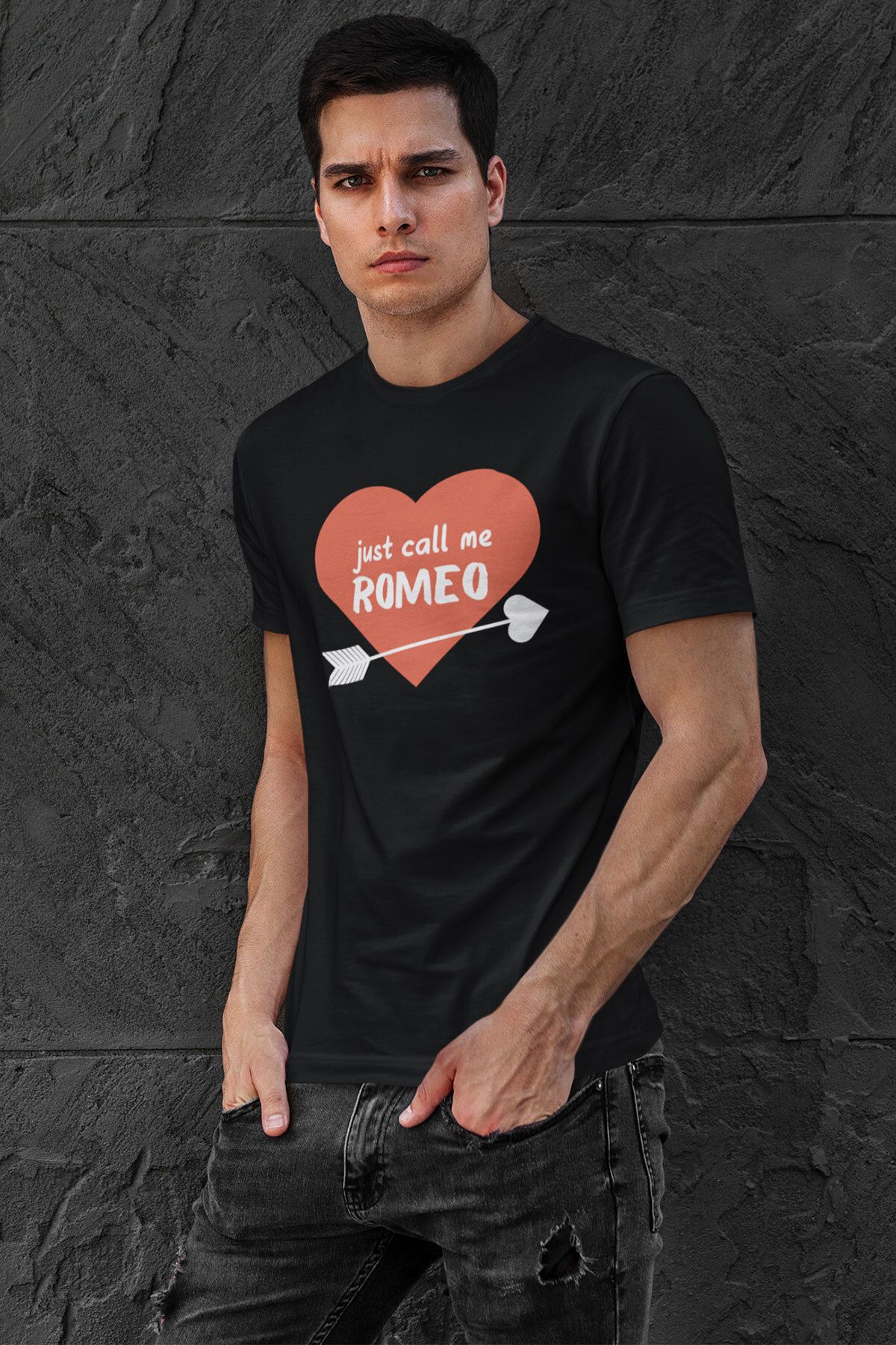 qoeuyl boutique Just Call Me Romeo Baskılı Sevgiliye Hediye Doğum Günü Yıldönümü Sevgililer Günü T-Shirt