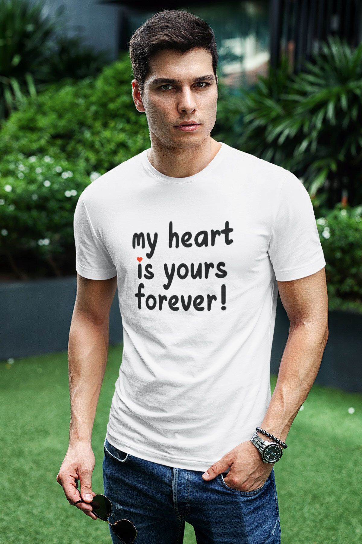 qoeuyl boutique My Heart Is Yours Baskılı Sevgiliye Hediye Doğum Günü Yıldönümü Sevgililer Günü T-Shirt