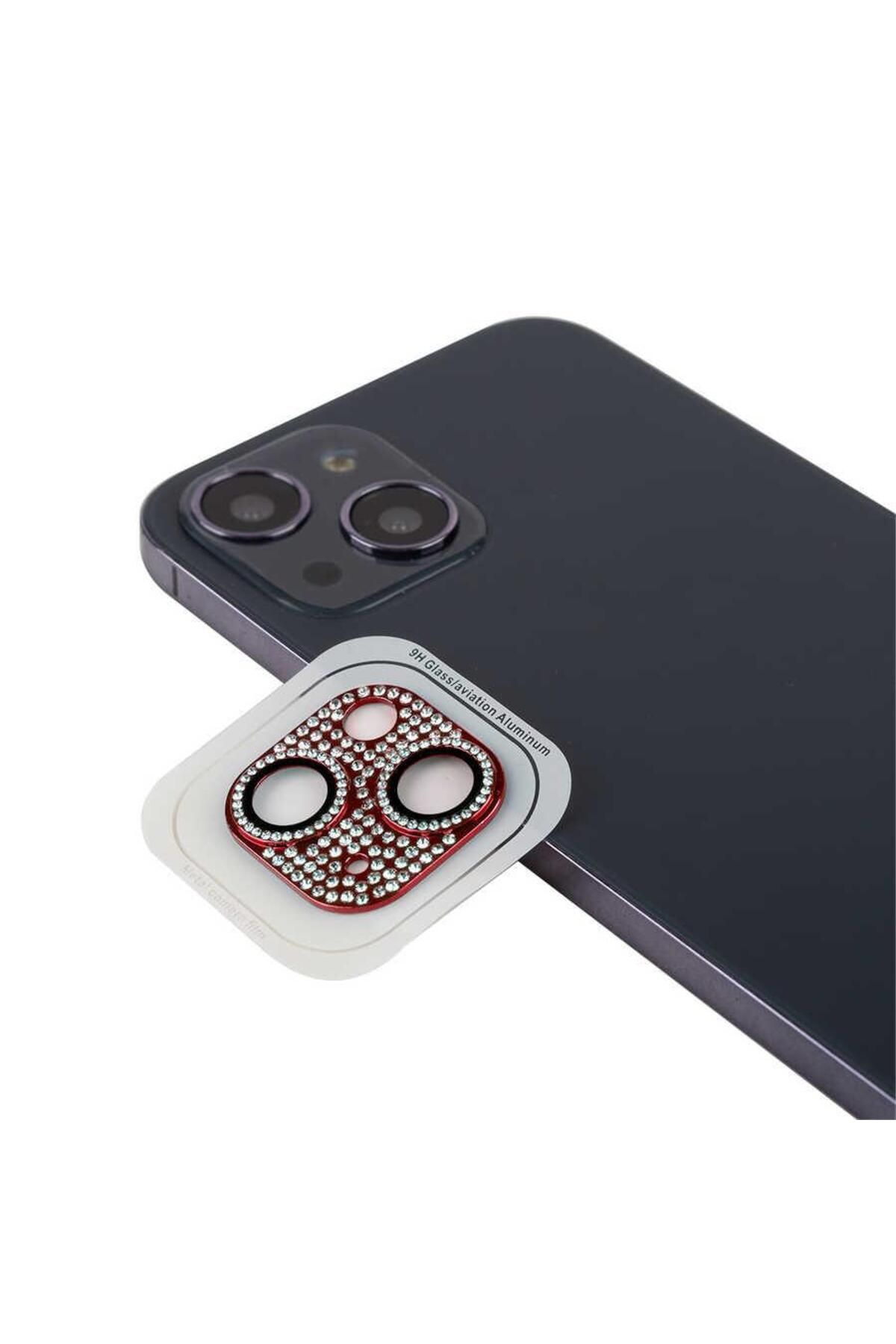 Artoncase iPhone 13 Taşlı Renkli Kamera Lens Koruyucu