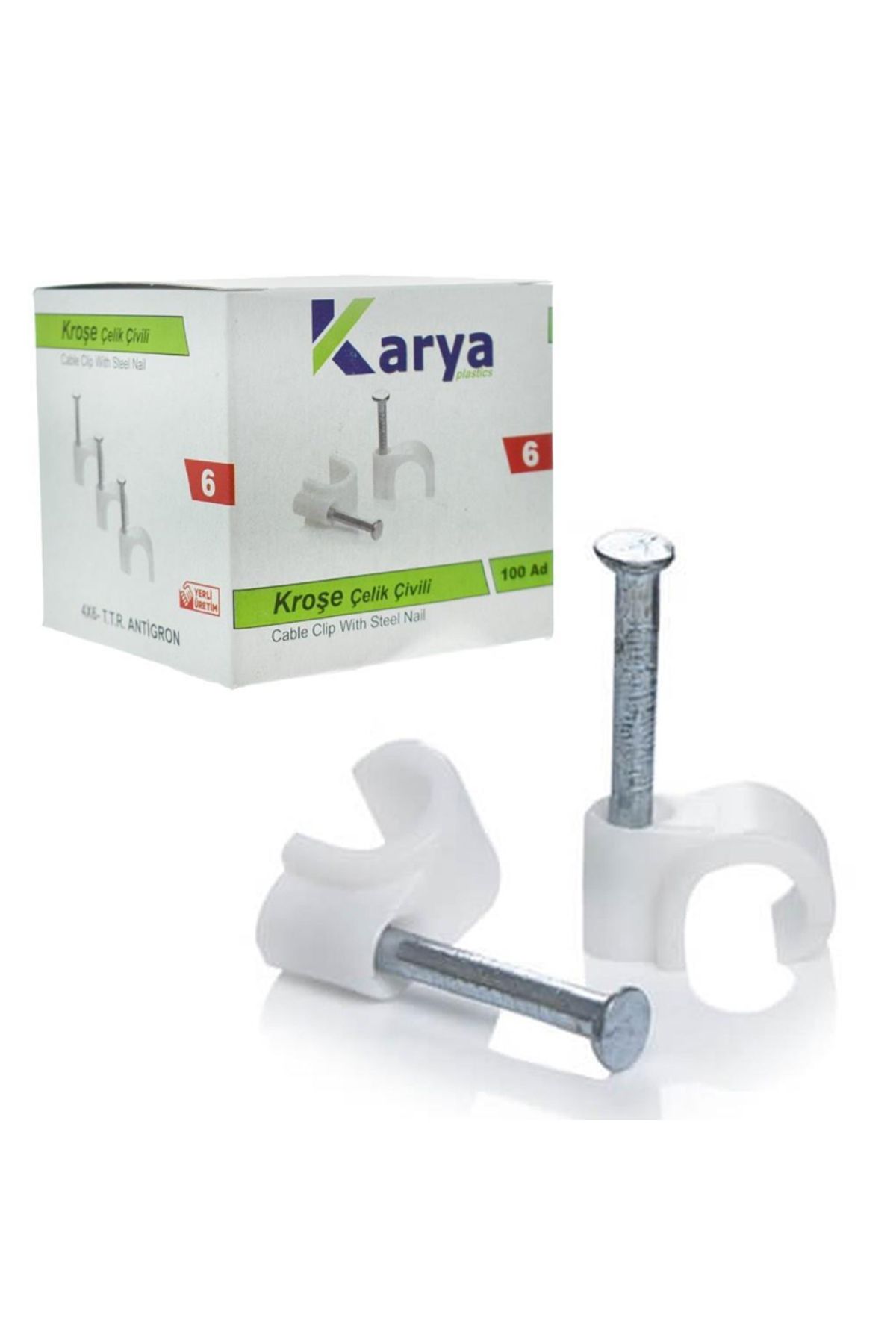 Ziya Dijital KARYA 6 NUMARA ÇELİK ÇİVİLİ 12 MM KROŞE (100LÜ PAKET)(4X6 ANTİGRON KABLOLAR İÇİN)