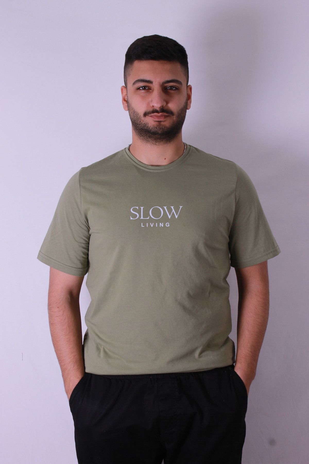 trender Slow Living Baskı Mint Yeşili Erkek T-Shirt