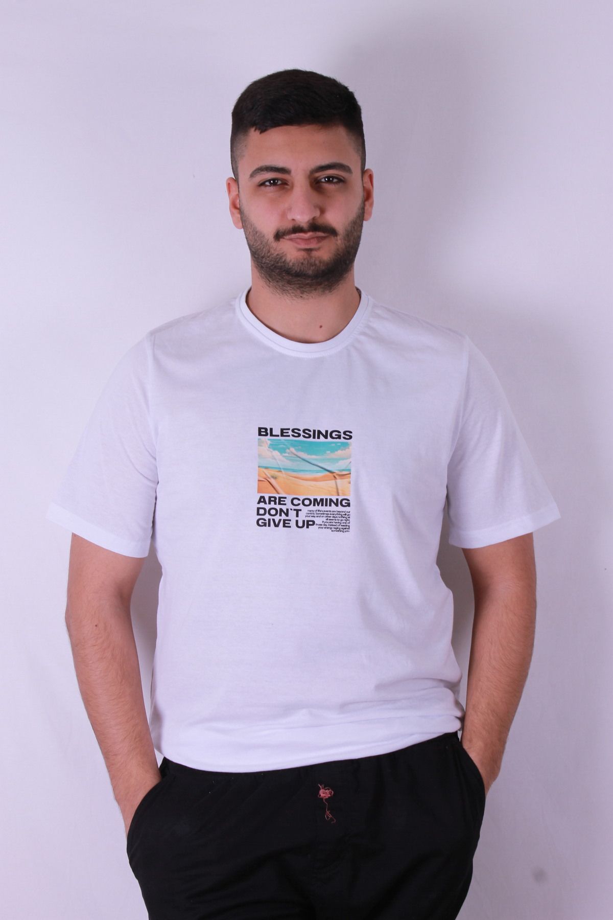 trender-Blessings Print White Men's T-Shirt 3