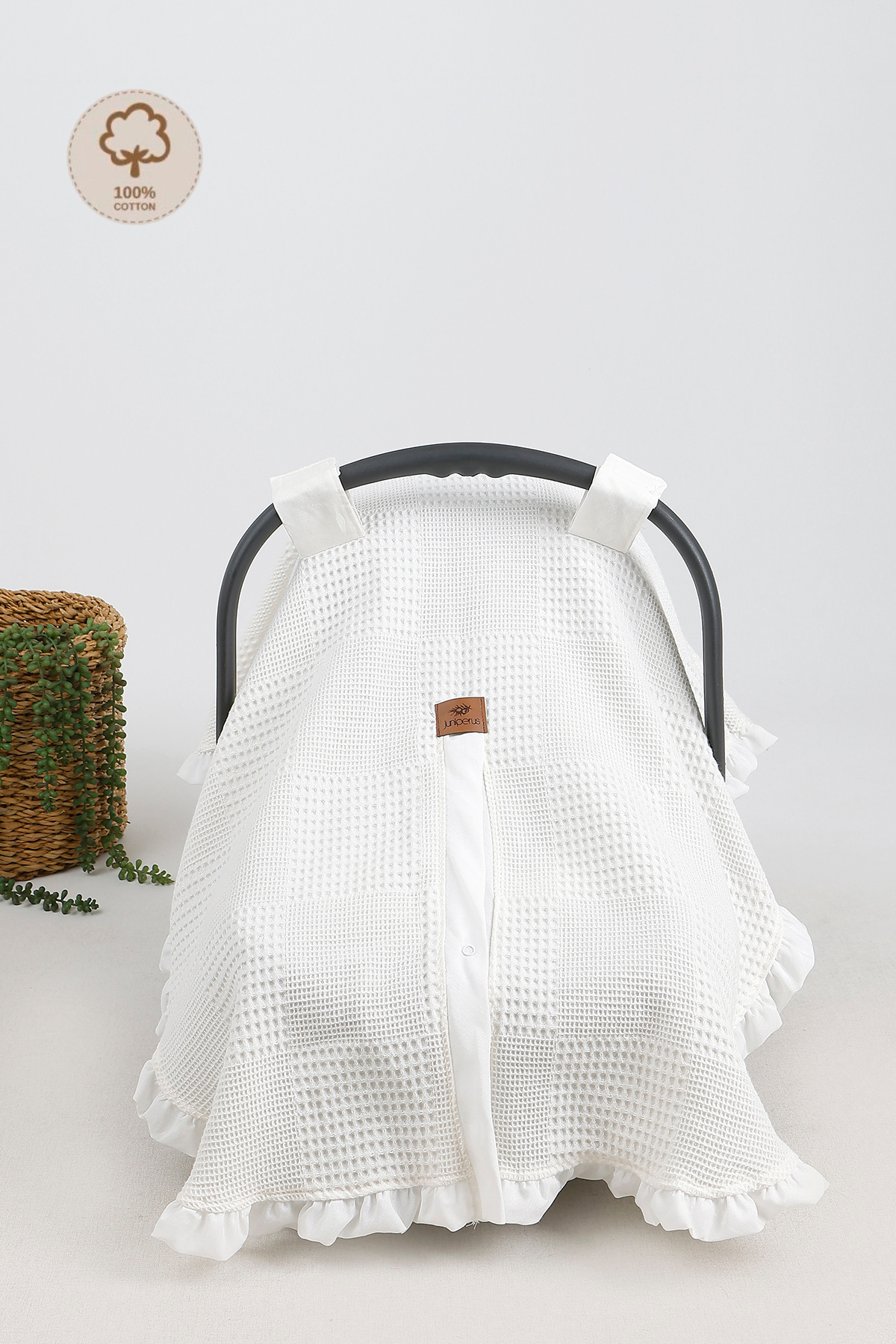 JUNİPERUS Fırfırlı 2'li Pike Bebek Puset Örtüsü ve Puset Minderi Ortopedik Bel Destekli fotoğrafı 3 (önizleme)