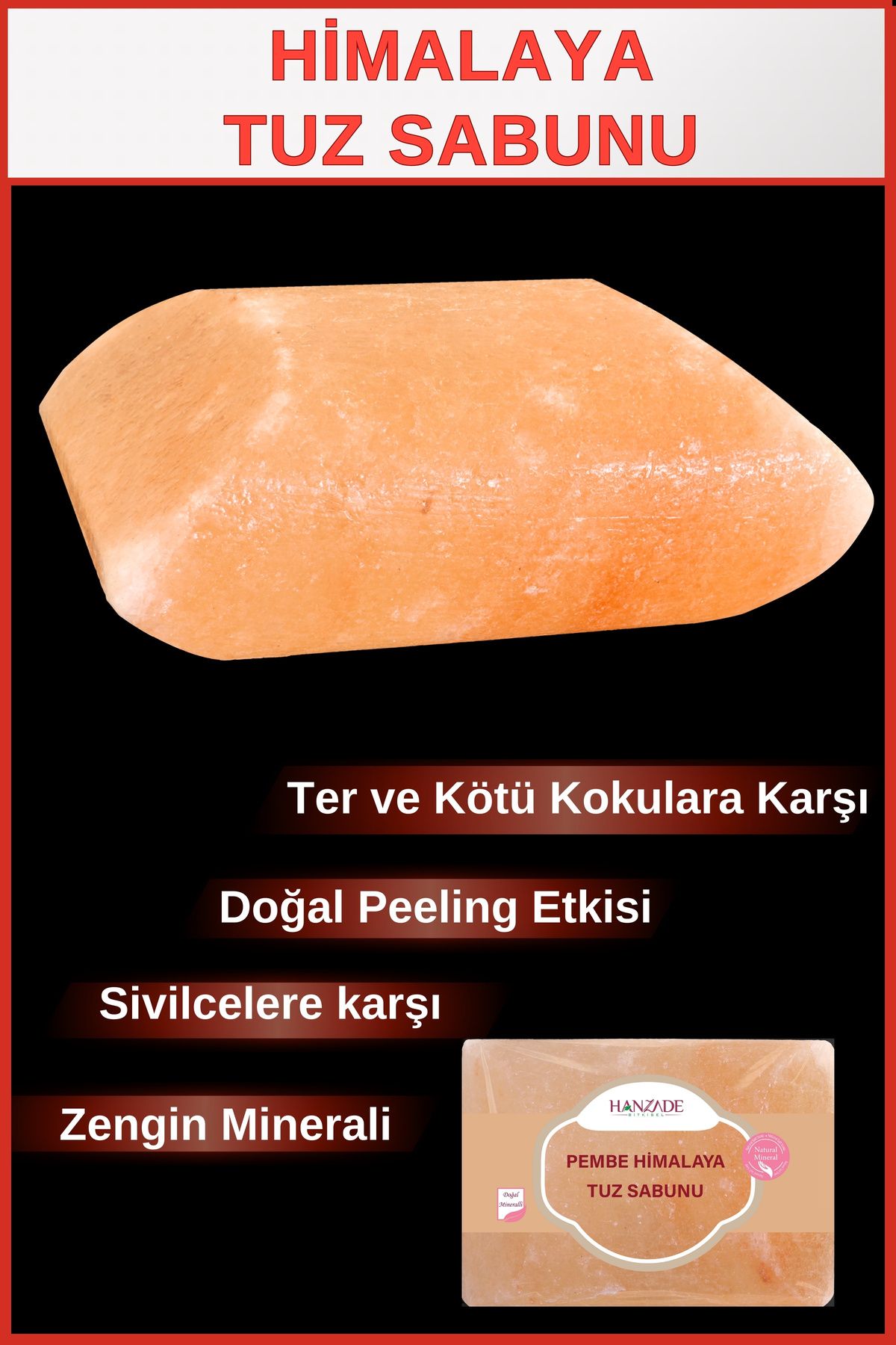 Hanzade Bitkisel Himalaya Tuz Sabunu 300-350 Gr Zengin Mineralli Doğal Saf Pembe Himalaya Kaya Tuzu Sabunu