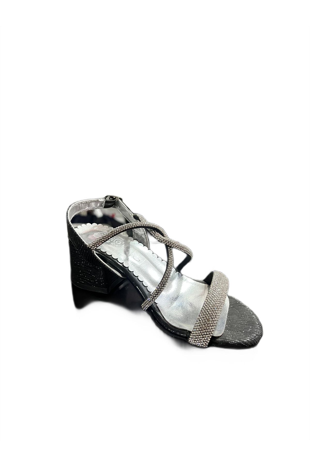 İkizler-Silvery Detailed Girl's Heeled Evening Shoes 1