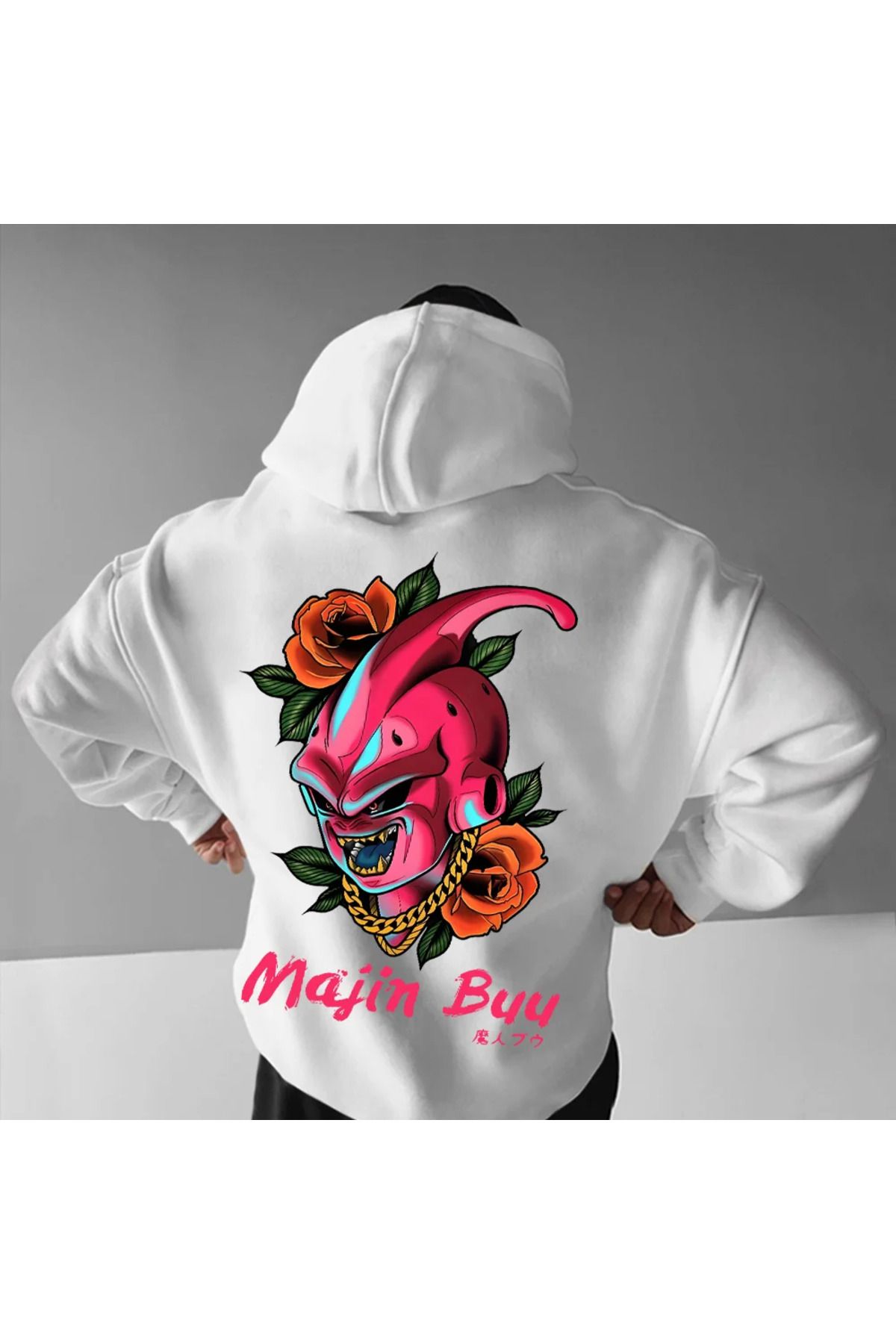 ACTIVE MODA -erkek Sweatshirt majin buu Baskılı Hodies  3 iplik Kompakt Kumaş (İçi Pamuklu)