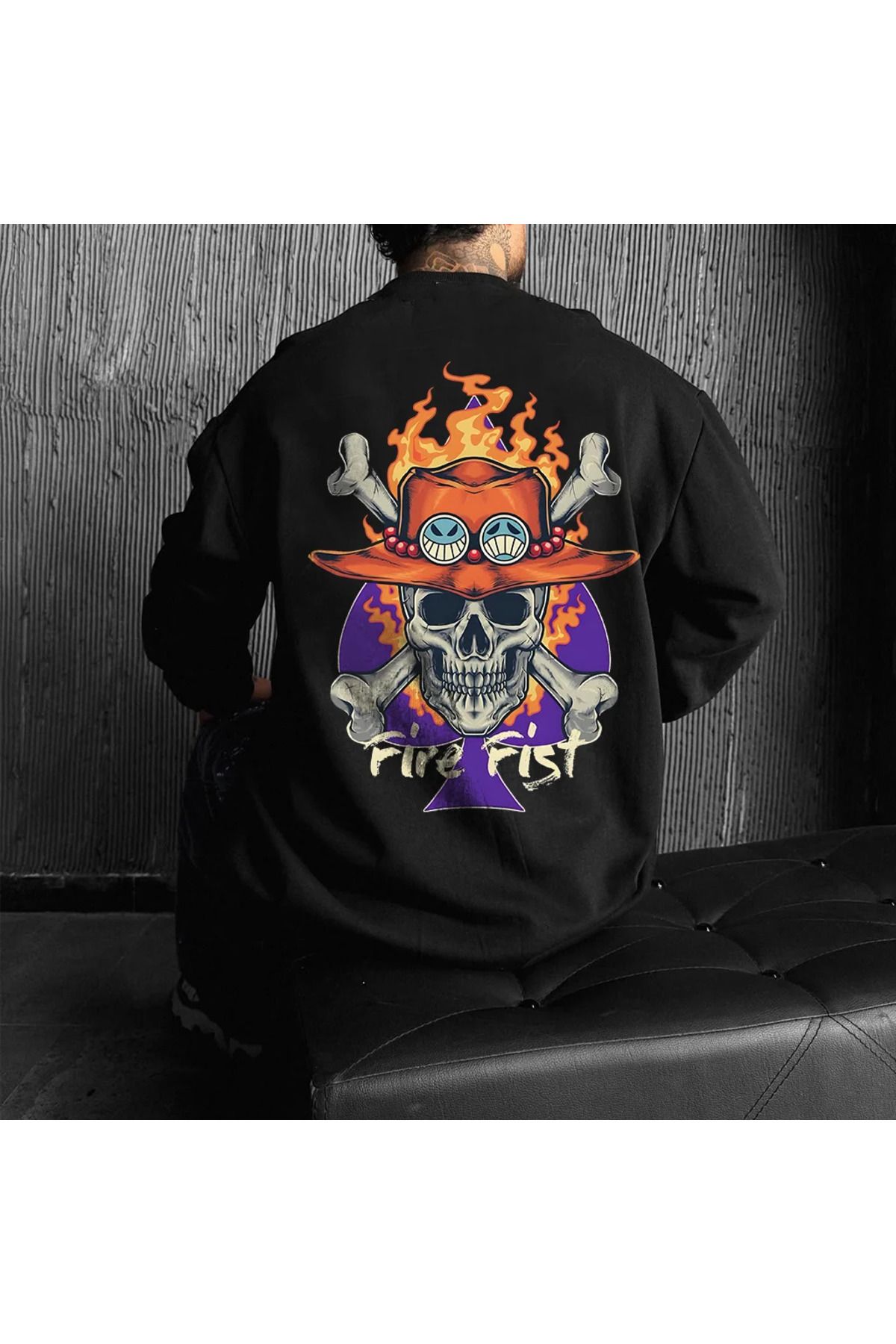 ACTIVE MODA -erkek Sweatshirt fire fist Baskılı Hodies  3 iplik Kompakt Kumaş (İçi Pamuklu)