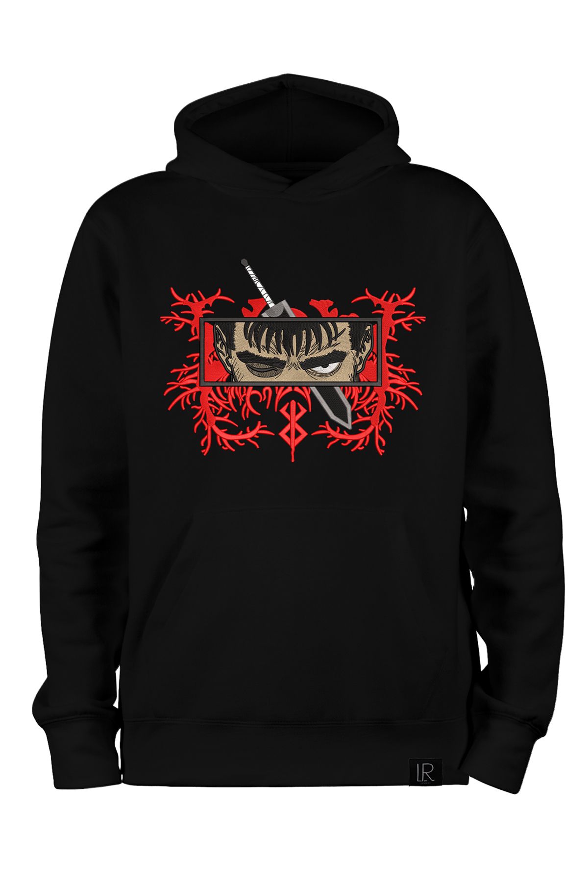 Loviras Guts Swordman Hoodie – Berserk Anime Tasarımlı Unisex Erkek Kadın Oversize Kapüşonlu Sweatshirt