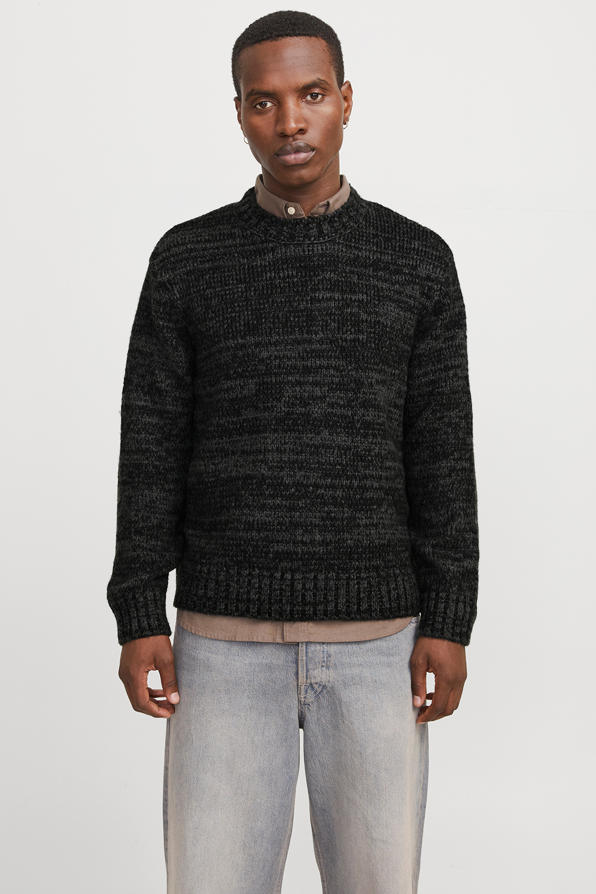 پلیور مردانه اورجینال Jorwinter مدل Relaxed Fit Crew Neck Heathered 12277985 جک اند جونز پلیور Jack & Jones