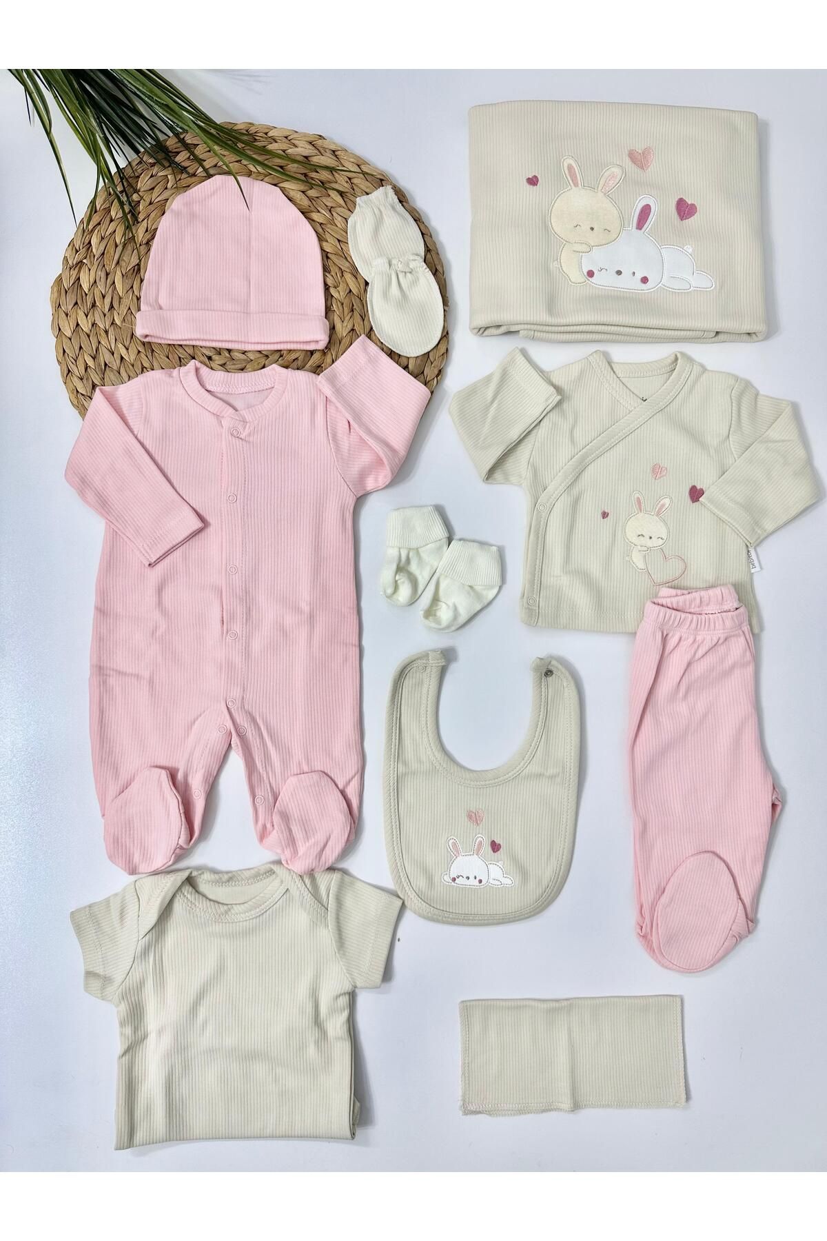 Alpbebe Rabbit Kaşkorse Organik 10 lu Hastane Çıkışı Set - Fuşya