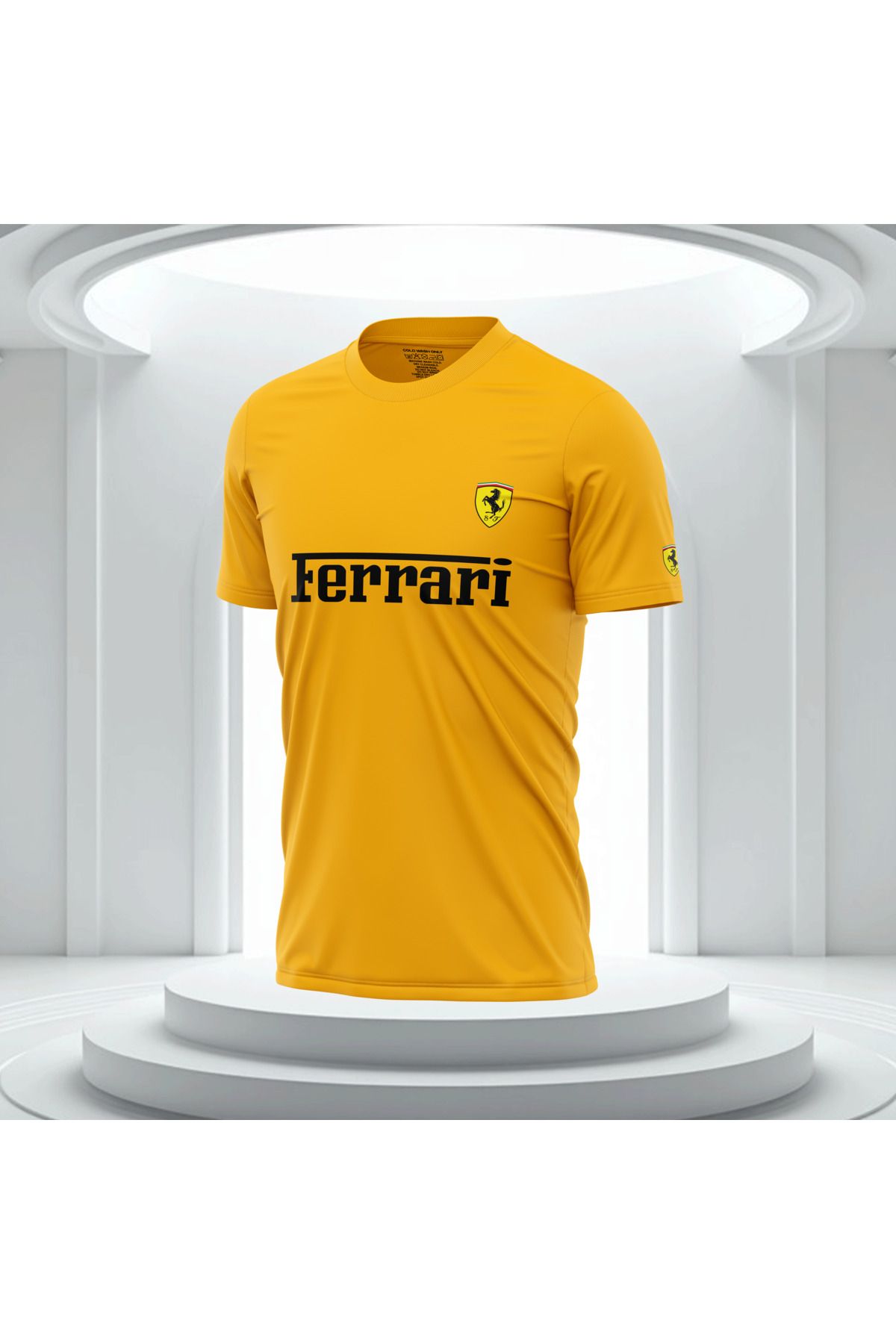 Bulvar Lee Erkek Sıfır Yaka Günlük %95 Pamuk %5 Likra Ferrari Baskılı T-shirt