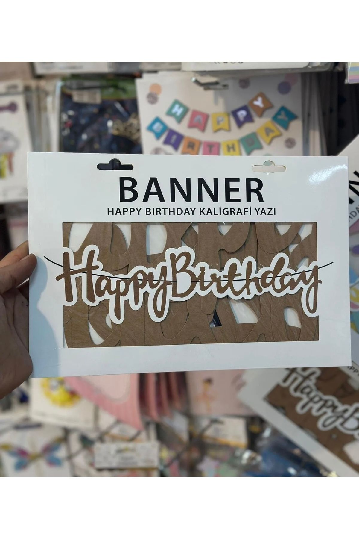 shop KARTON HAPPY BİRTHDAY KALİGRAFİ BANNER KRAFT 110 cm*20 cm