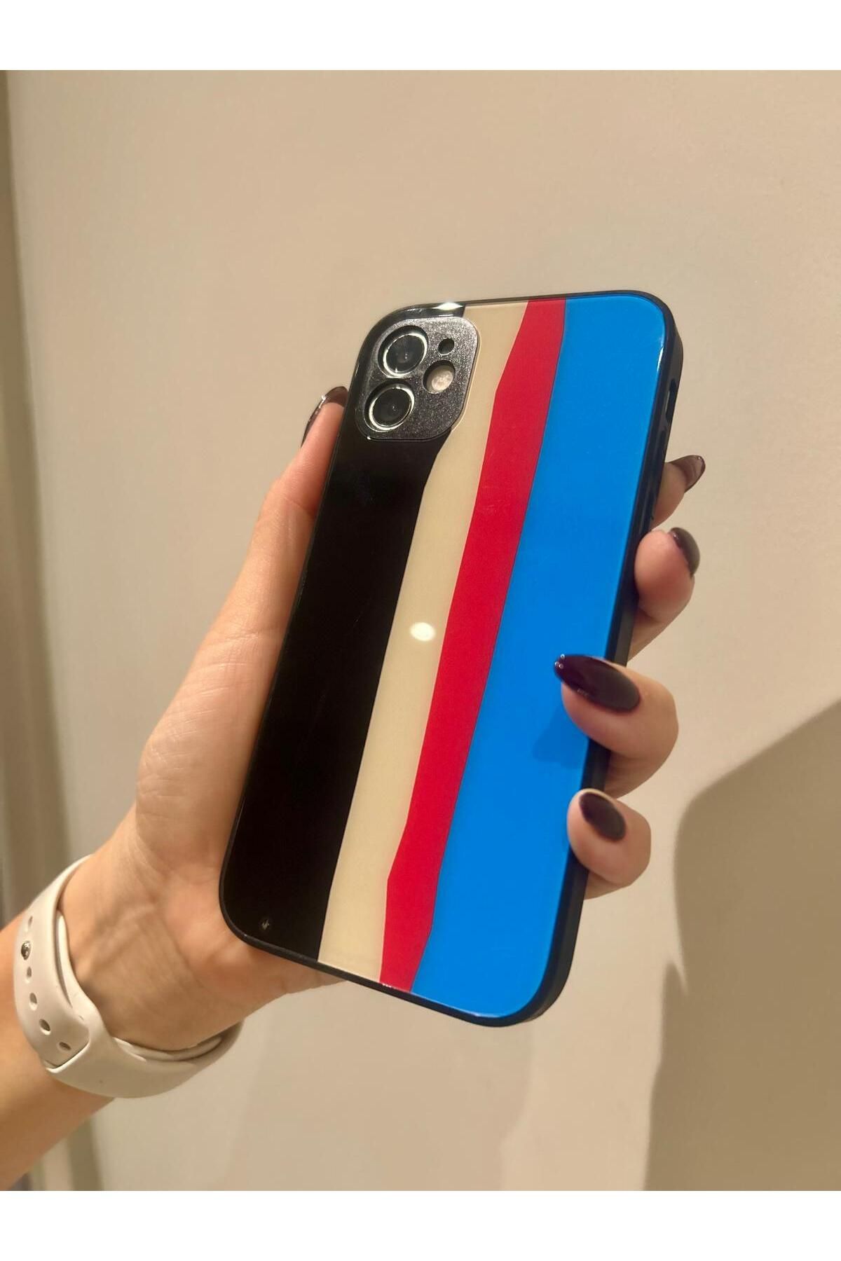 iamcase iPhone 11 Uyumlu Sert Dayanıklı Kapak Kamera Korumalı Cam Telefon Kılıfı