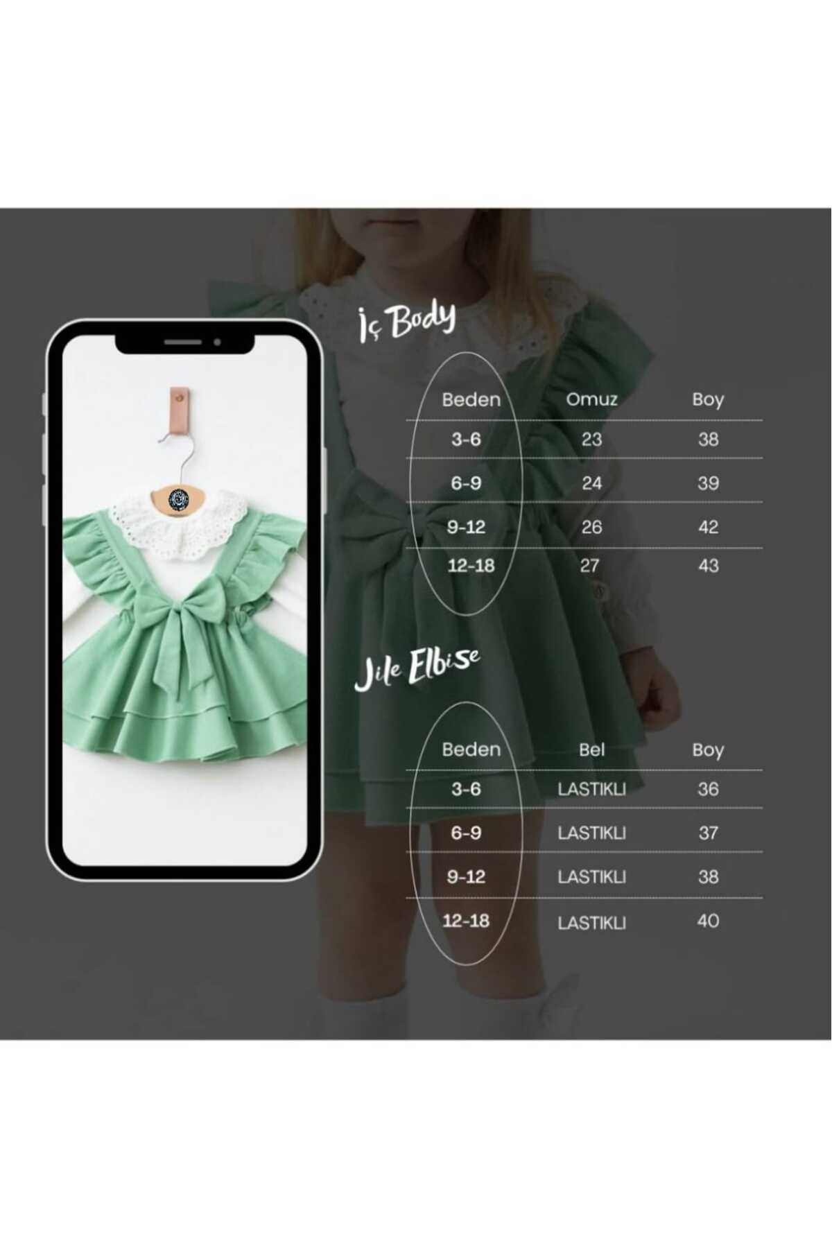 Little Baby Fiyonklu %100 Pamuklu Şık Jile Etek Elbise Dantelli Çıtçıtlı Body fotoğrafı 4 (önizleme)