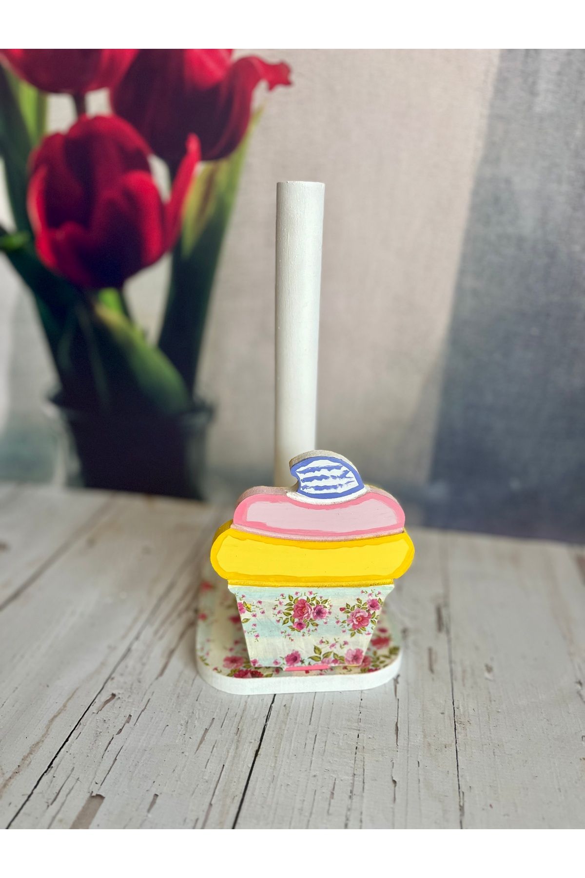 Dekor Cupcake Kâğıt Havluluk ,Ahşap Rulo Havluluk