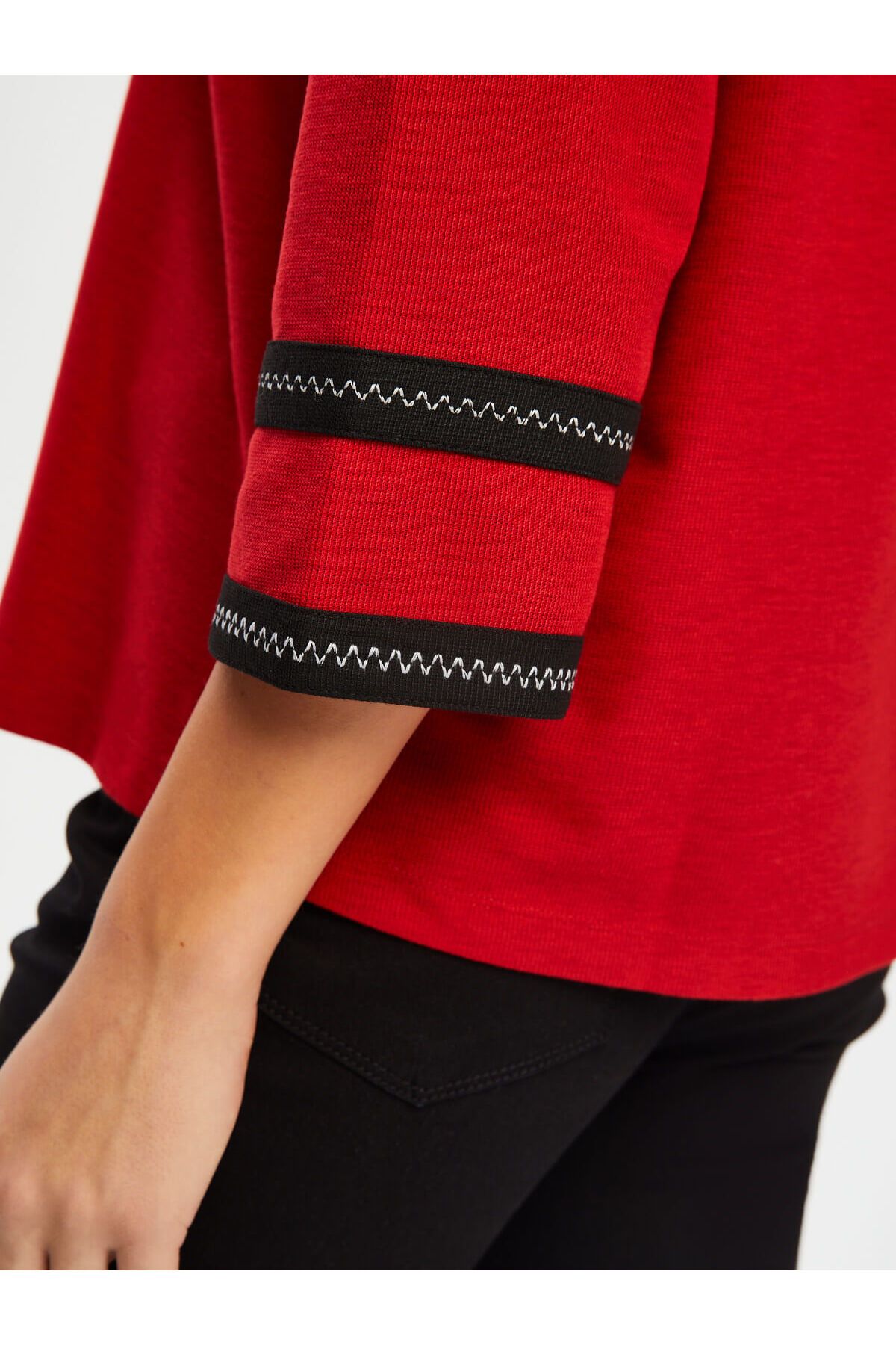Faik Sönmez-Zigzag Striped Polo Neck Knitted Blouse 004 4