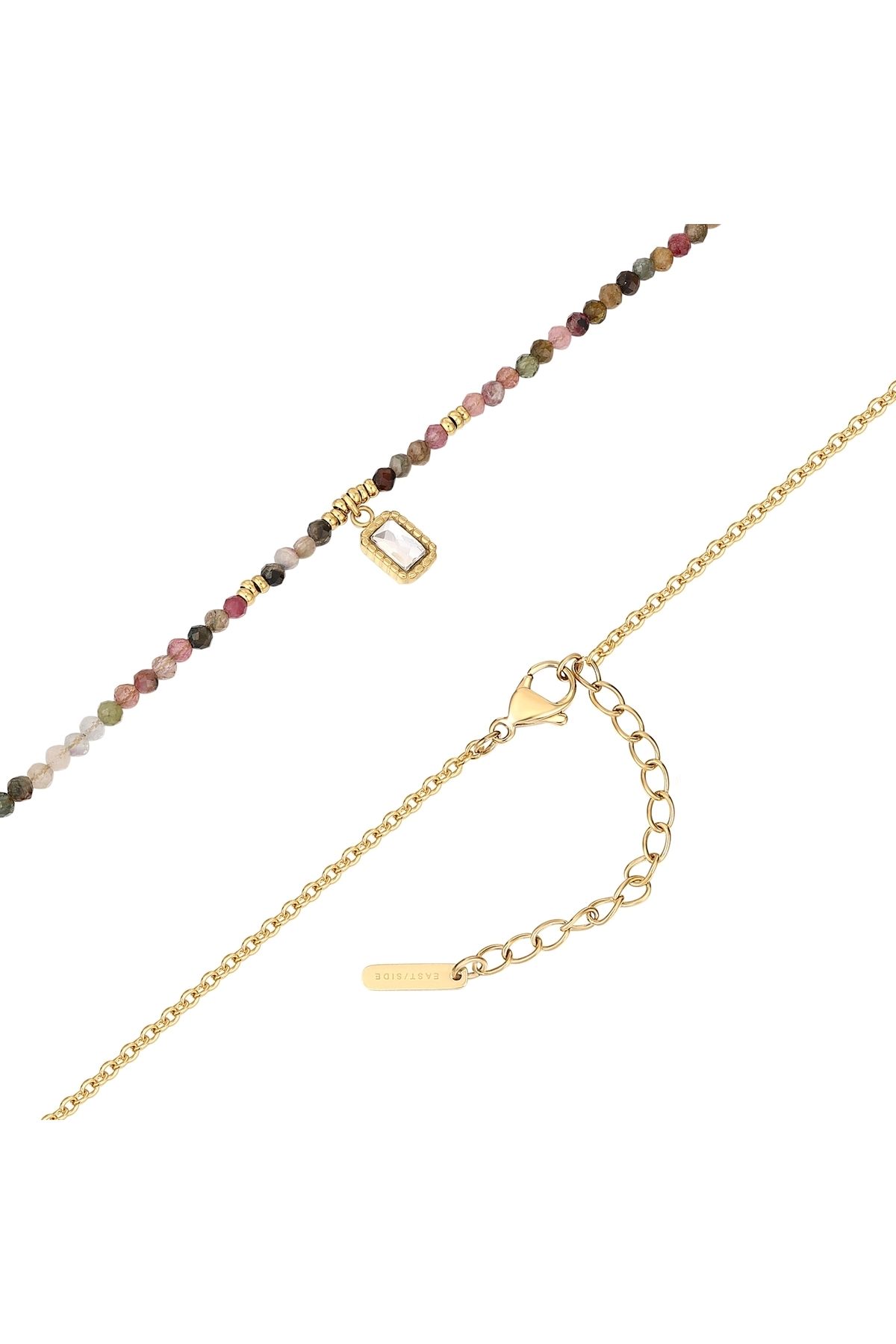 eastside-Edelstahlhalskette Kette Mit Anhänger Edelstahl Gelbgold Zirkonia Weiß Turmalin Multicolor 3