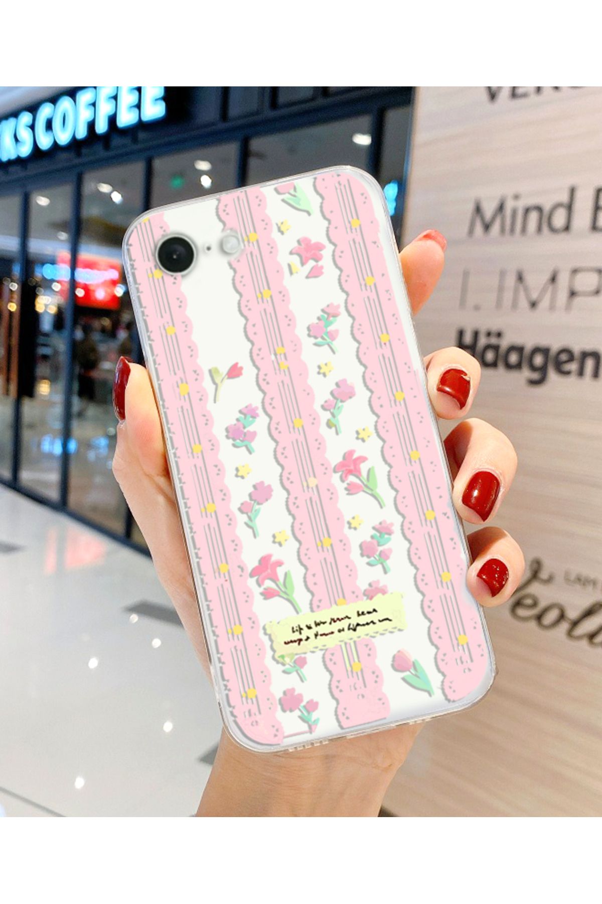 Bubble Case Iphone 6 - 6s - 7 - 8 - Se 2020 Uyumlu Şeffaf Baskılı Kamera Korumlı Kılıf