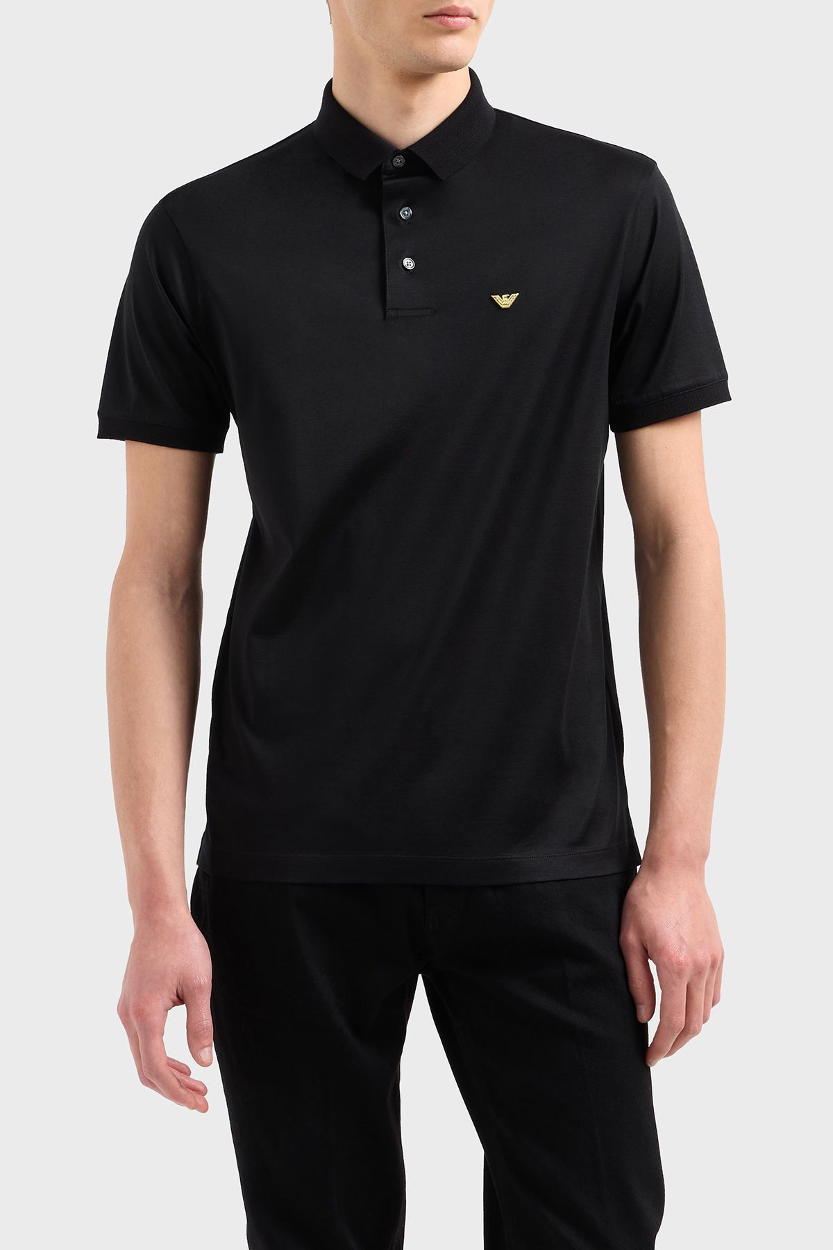 Emporio Armani Pamuk Karışımlı Logolu Düğmeli Polo Yaka T Shirt Erkek POLO YAKA T SHİRT EM001704 AF1