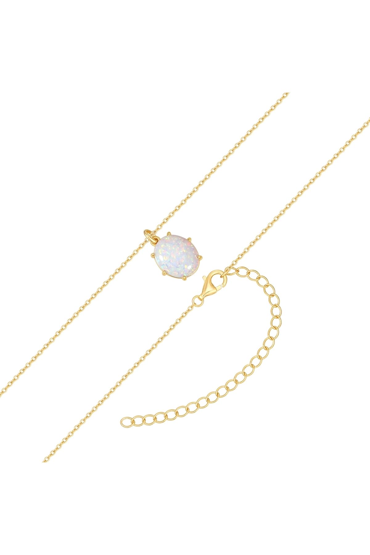 Rafaela Donata-Silberhalskette Kette mit Anhänger Sterling Silber gelbgold Opal (synth.) weiß 3