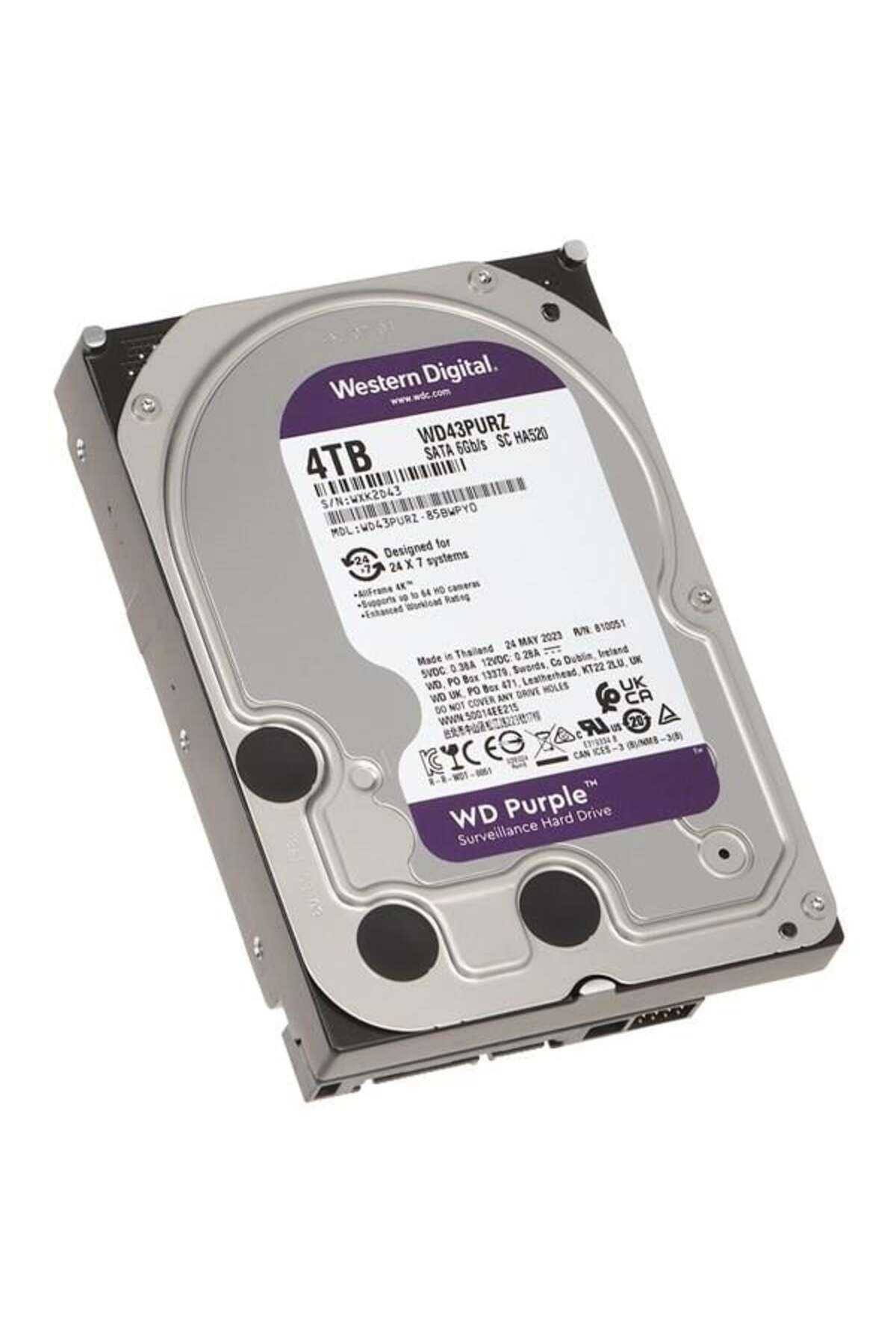 WESTERN DIGITAL WD 4TB PURPLE WD43PURZ 256MB 5400RPM SATA-3 GÜVENLİK DİSKİ