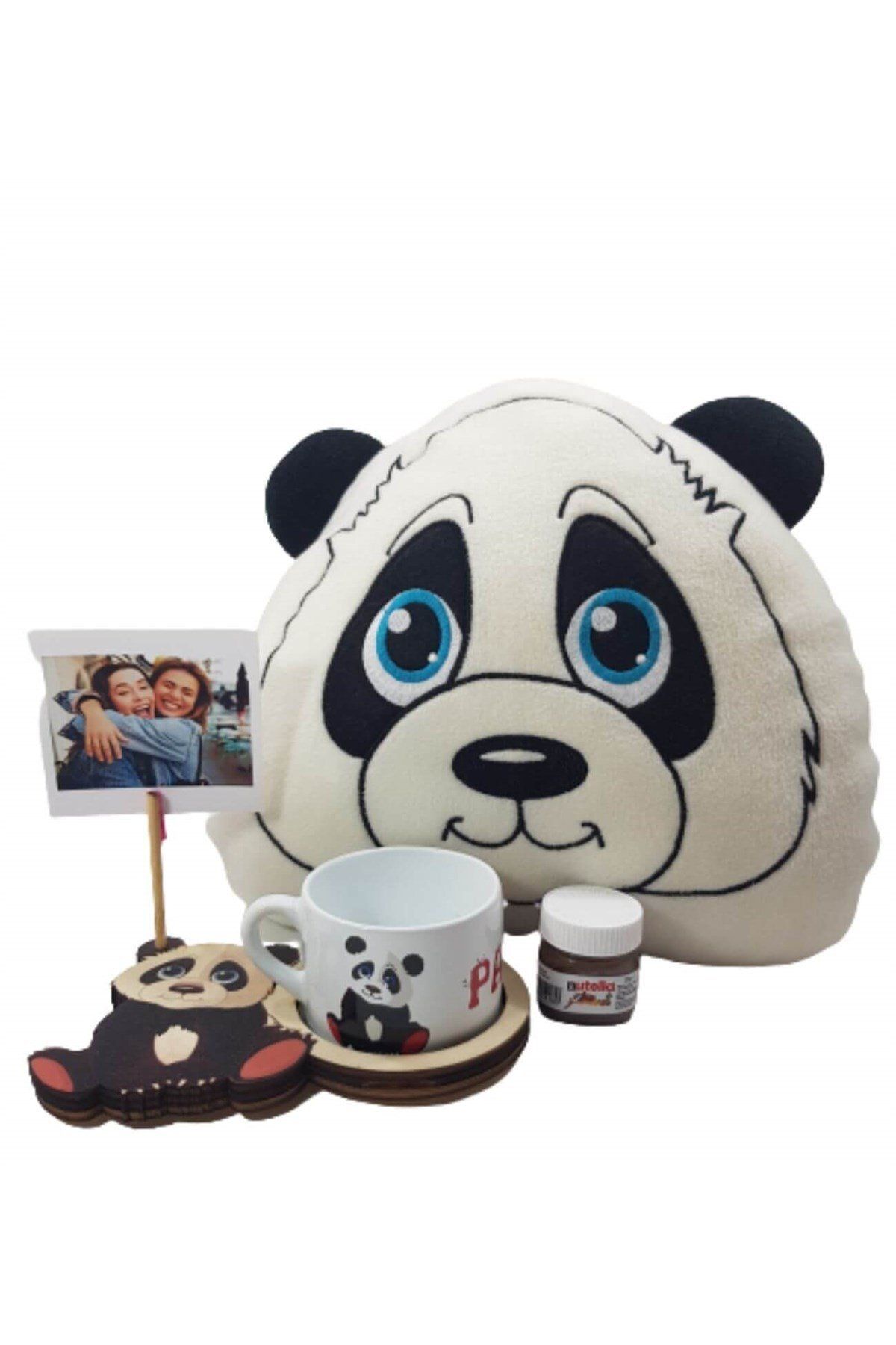 1001Hediye Masum Panda 3D Figürlü Kupa ve Yastık Mini Nutella