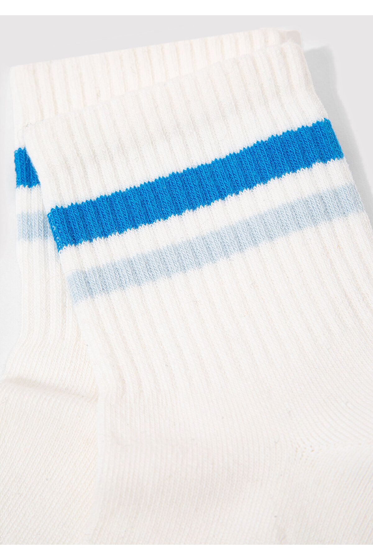 Mavi-White Socket Socks with Stripe Detail 1913237 -20843 2