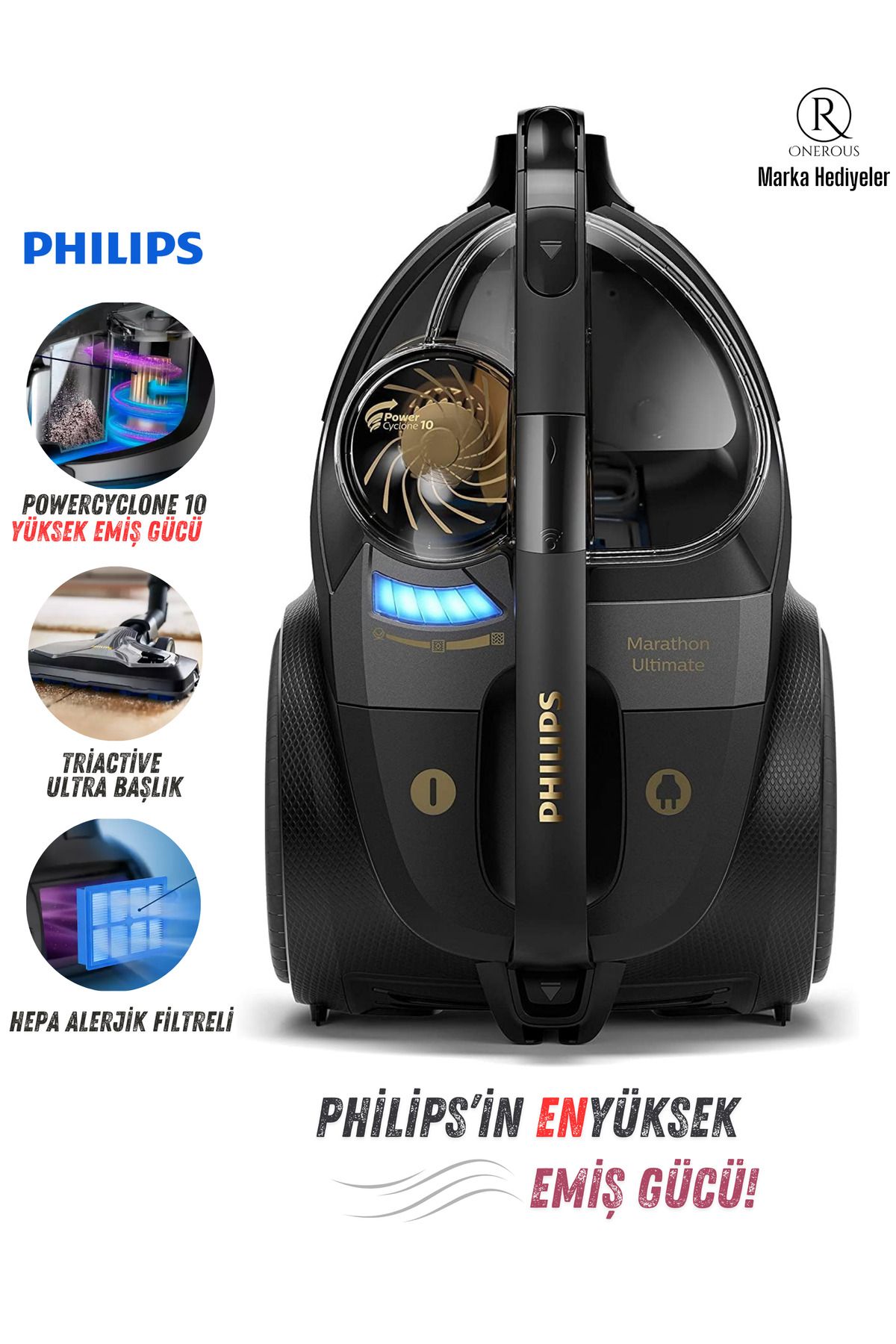 Philips Powercyclone 10 Teknolojisi Ile Premium Toz Torbasız Süpürge, Etkili Temizlik Ve Güçlü Emiş