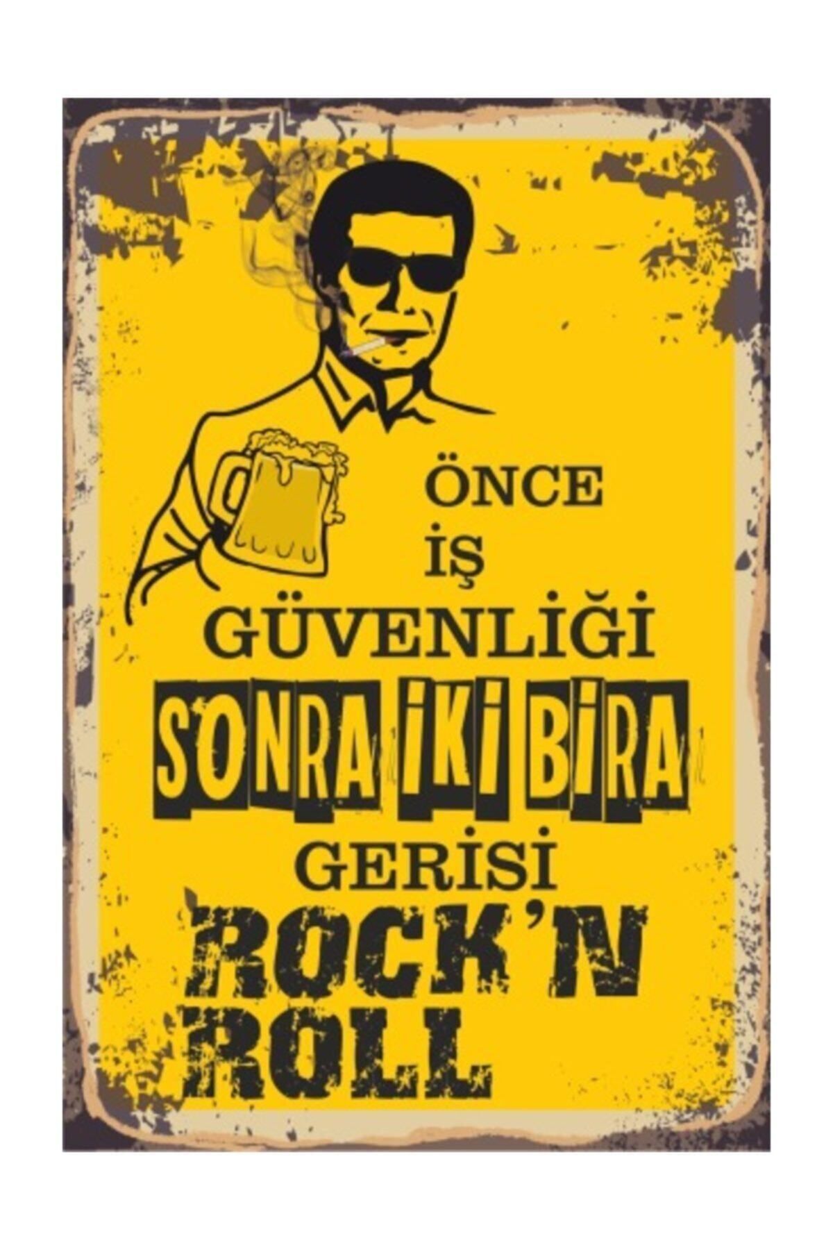 Pi Dekorasyon Önce Iş Güvenliği Sonra Iki Bira Retro Vintage Ahşap Poster