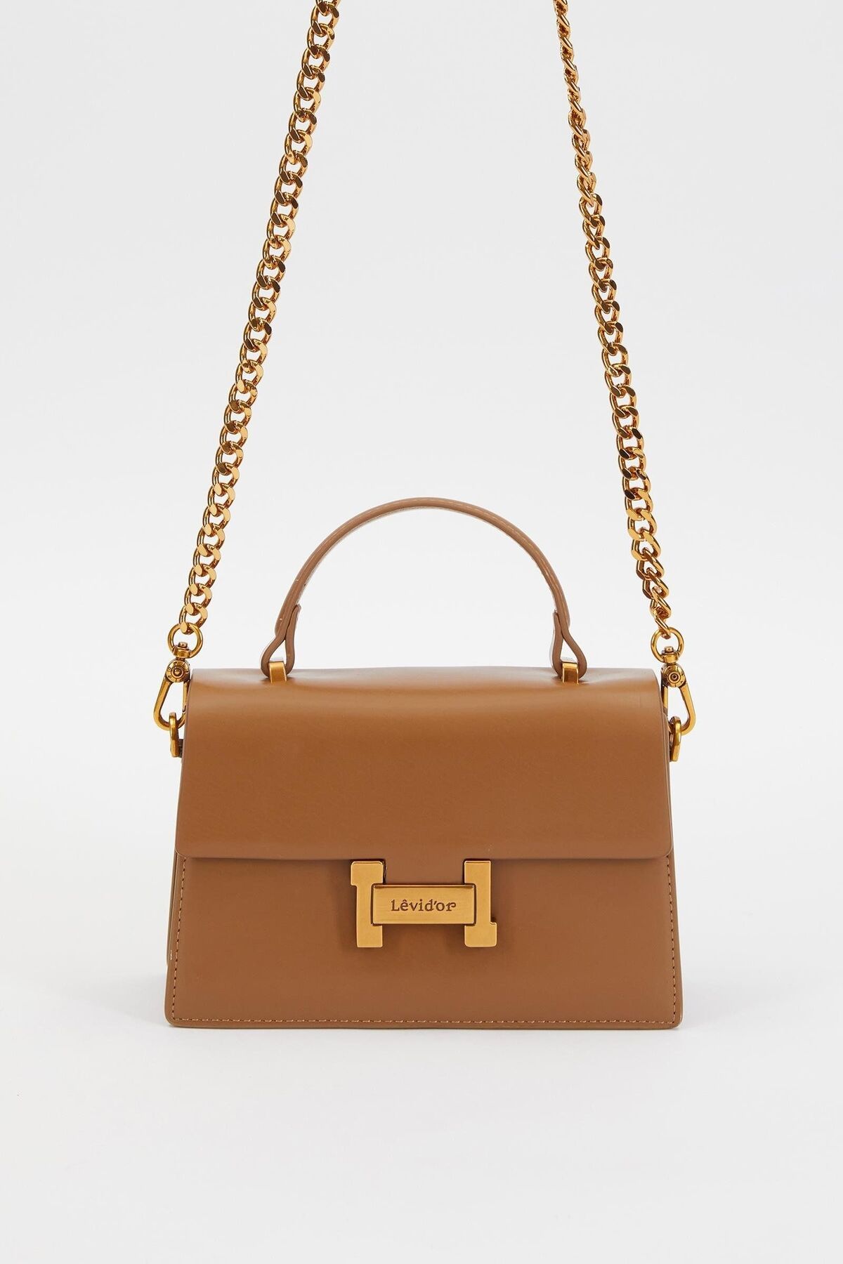 Levidor-Brown Square Design Handbag 1