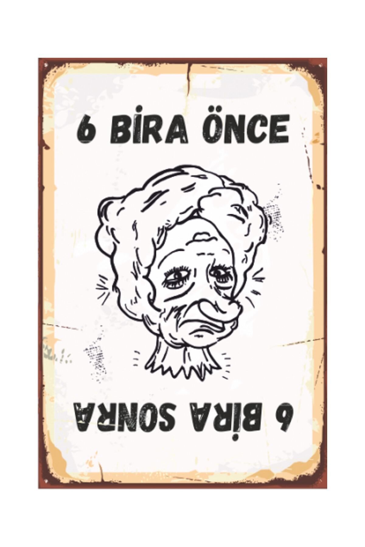 Pi Dekorasyon Altı Bira Önce, Altı Bira Sonra Retro Vintage Ahşap Poster 2030002