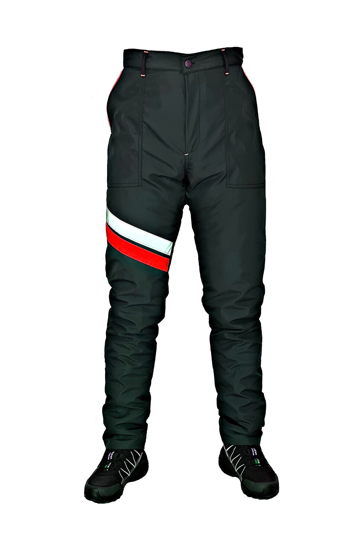 DRC Outdoor Su Rüzgar Geçirmez Reflektörlü Elyaf Takviyeli Siyah Soğuk Hava Motorcu Pantolonu