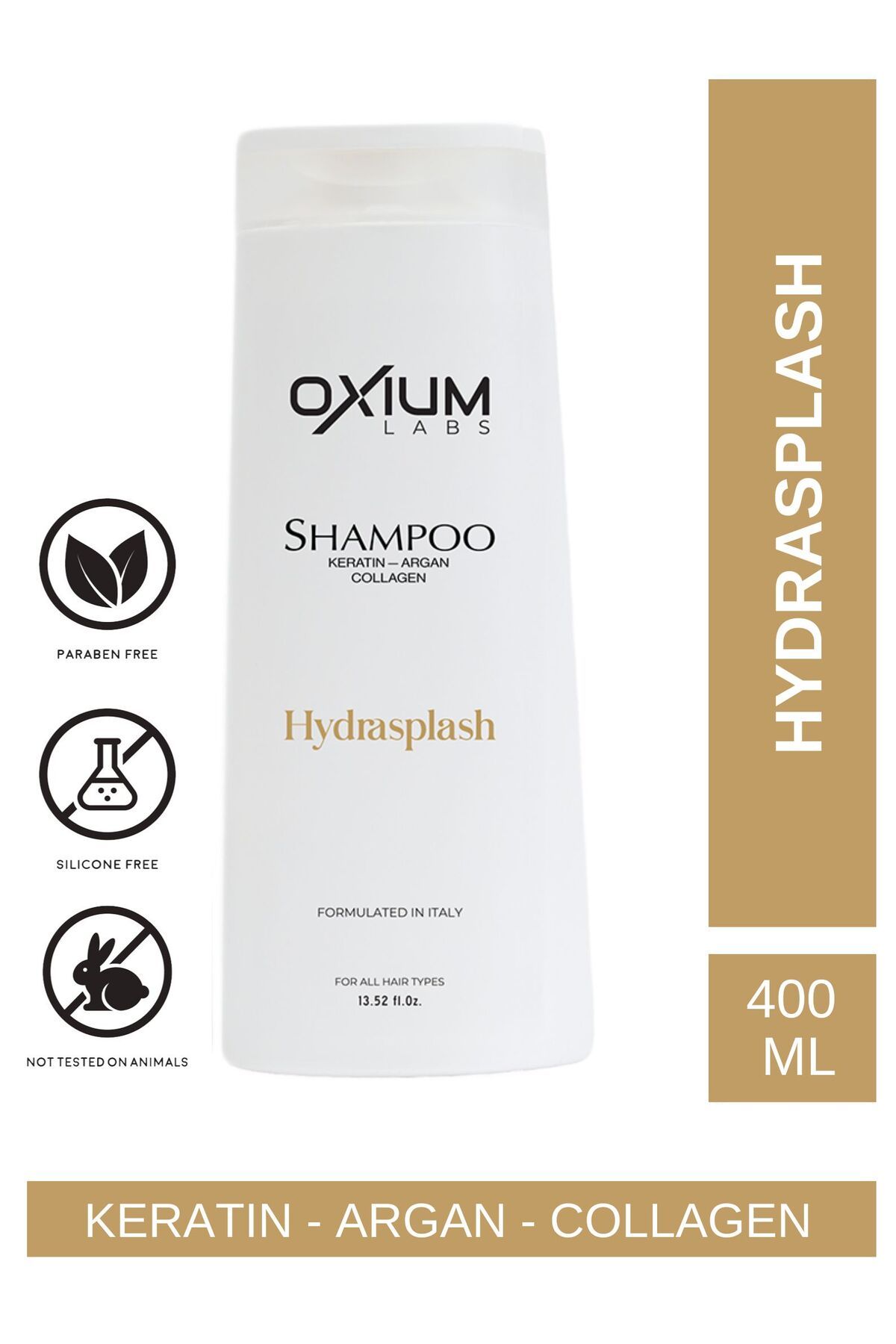 Bio Wellness OXIUM LABS SHAMPOO KERATIN -ARGAN - COLLAGEN HYDRASPLASH 400 ML