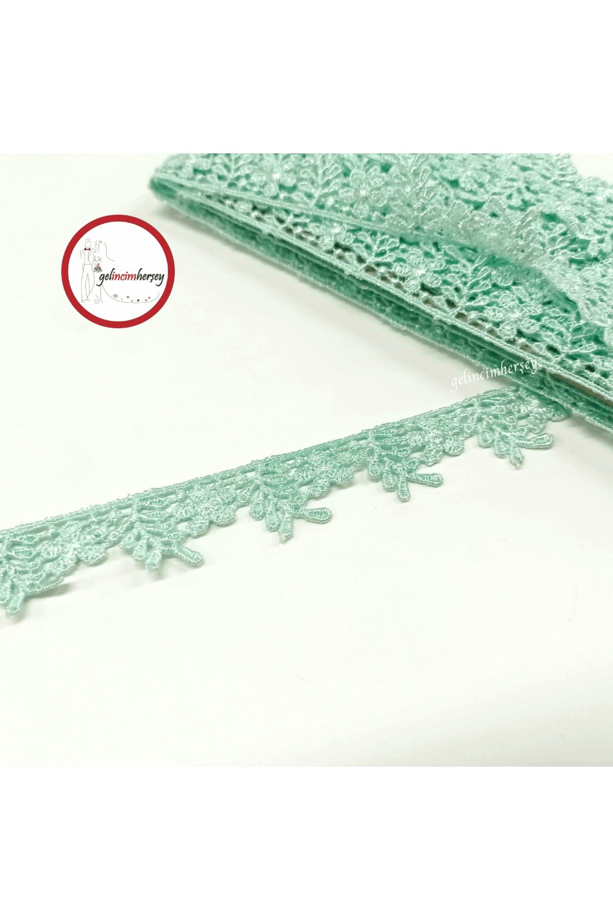 Gelincimherşey-Floral Nil Green Lace Guipure 1