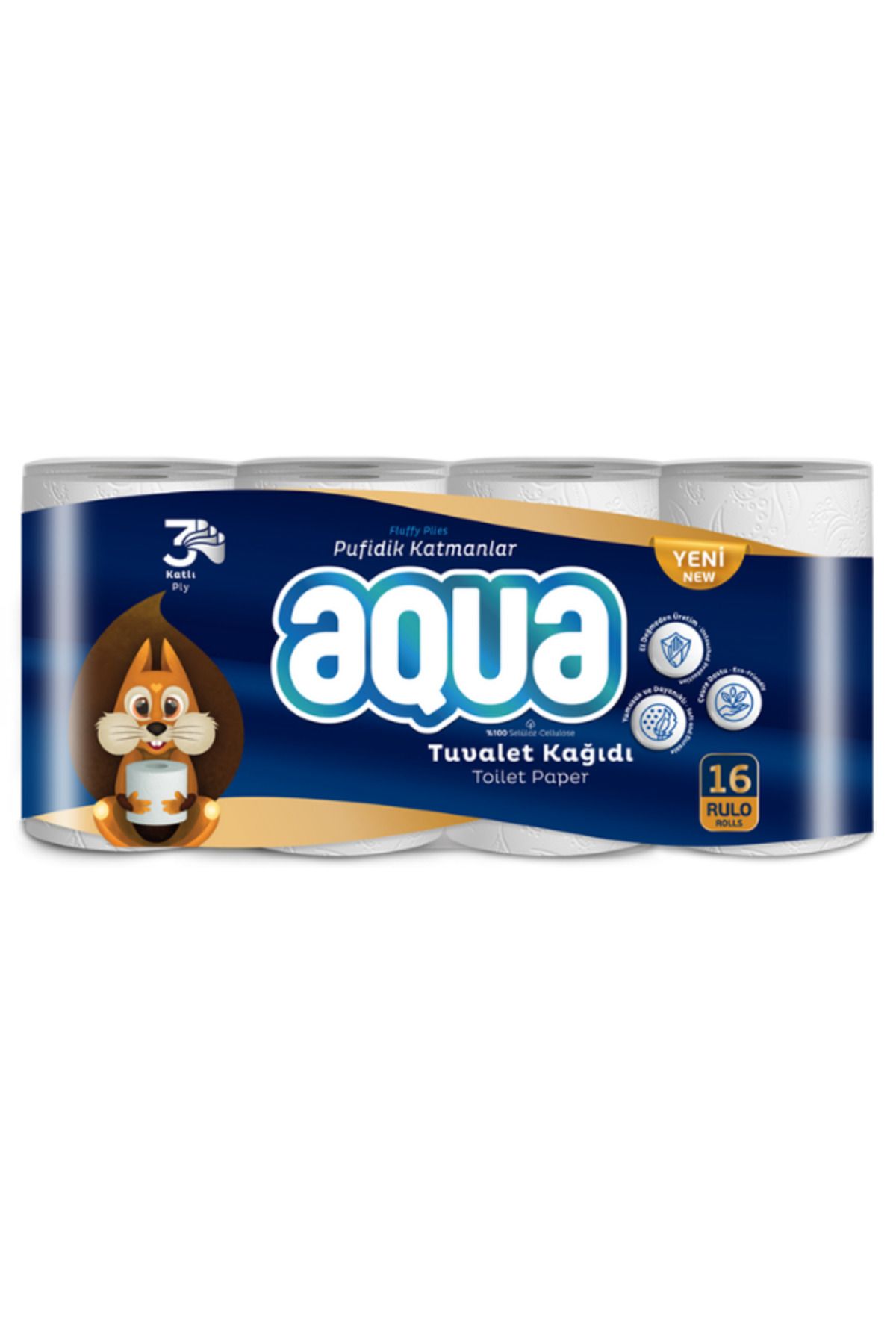 Aqua Tuvalet Kağıdı 16 Rolu 3 Katlı