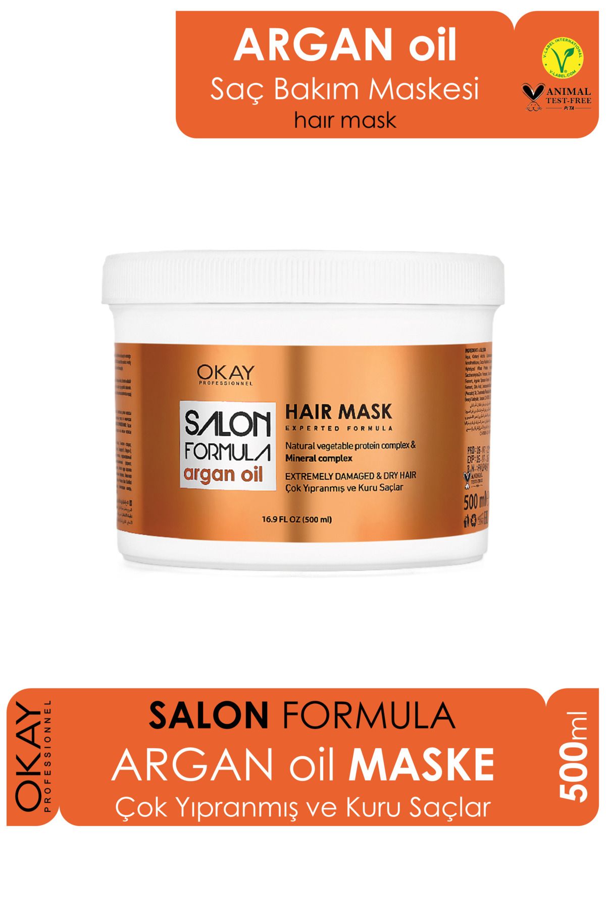 OKAYPROFESSIONNEL SALON FORMULA Saç Bakım Maskesi ARGAN OİL 500ML