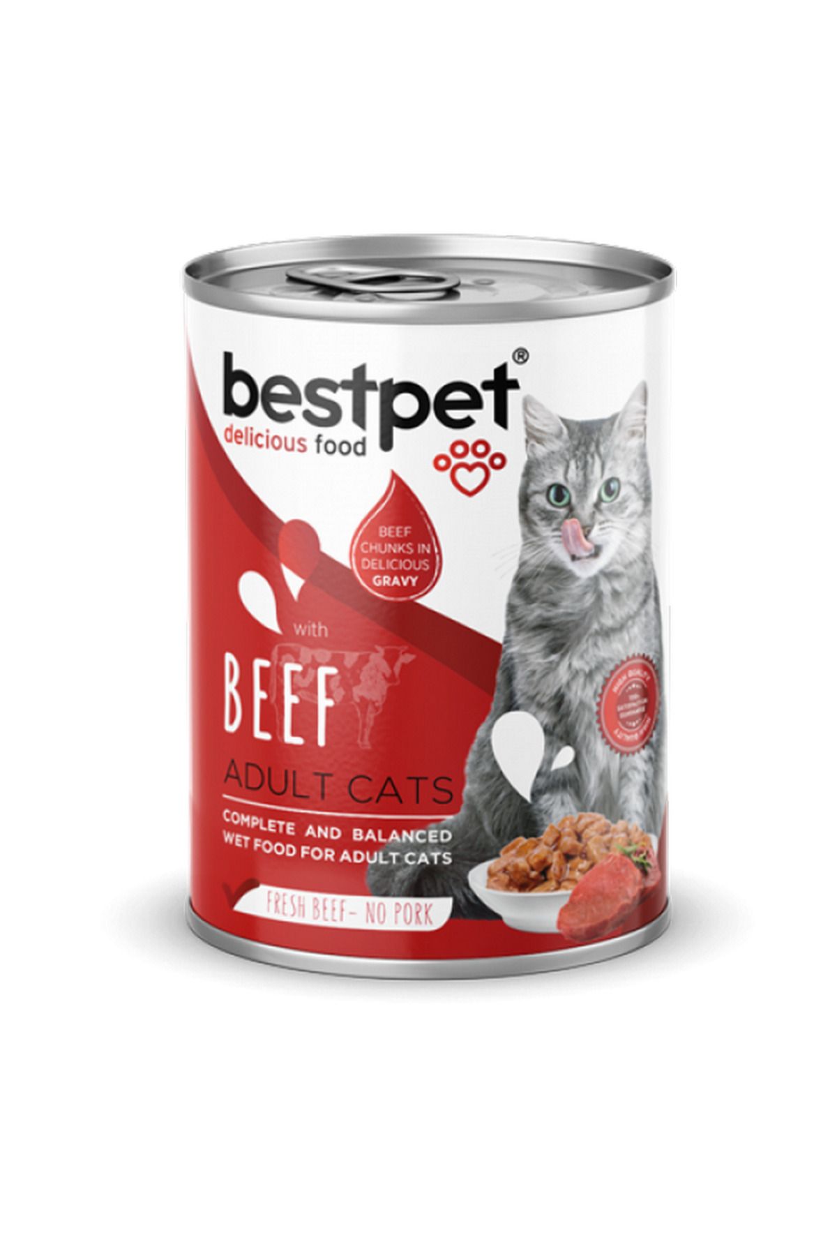 Bestpet Yetişkin Kediler İçin, Taze Sığır Parça Etli Ve Soslu Yaş Mama 400 gr X 12 ADET 543133