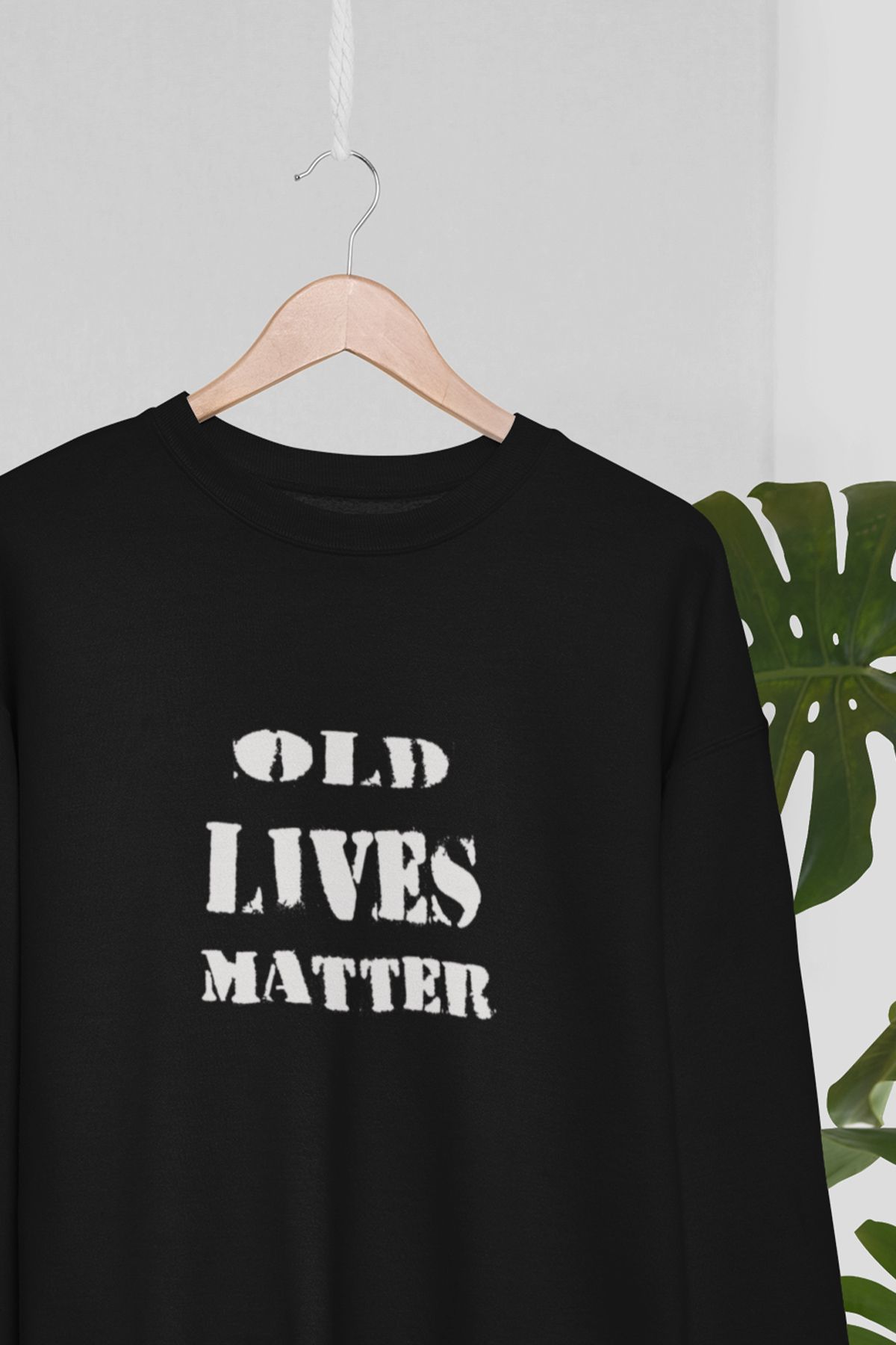 qoeuyl boutique Old Lives Matter Baskılı Hediyelik Unisex %100 Pamuklu Bisiklet Yaka Sweatshirt