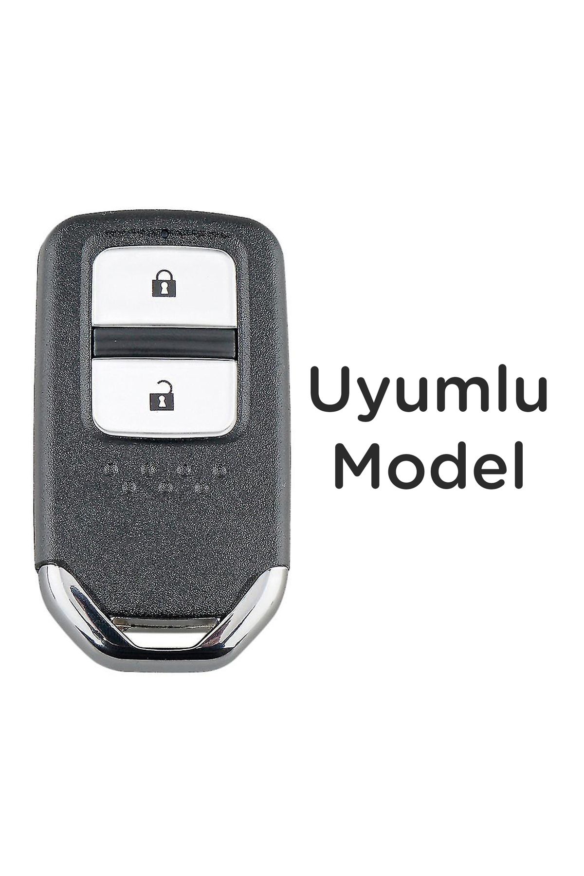 Luxe Aksesuarr Honda Hrv City Crv Smart Uyumlu 2 Düğmeli Silikon Anahtar Koruma Kılıfı - Nano Kaplama - Siyah Renk
