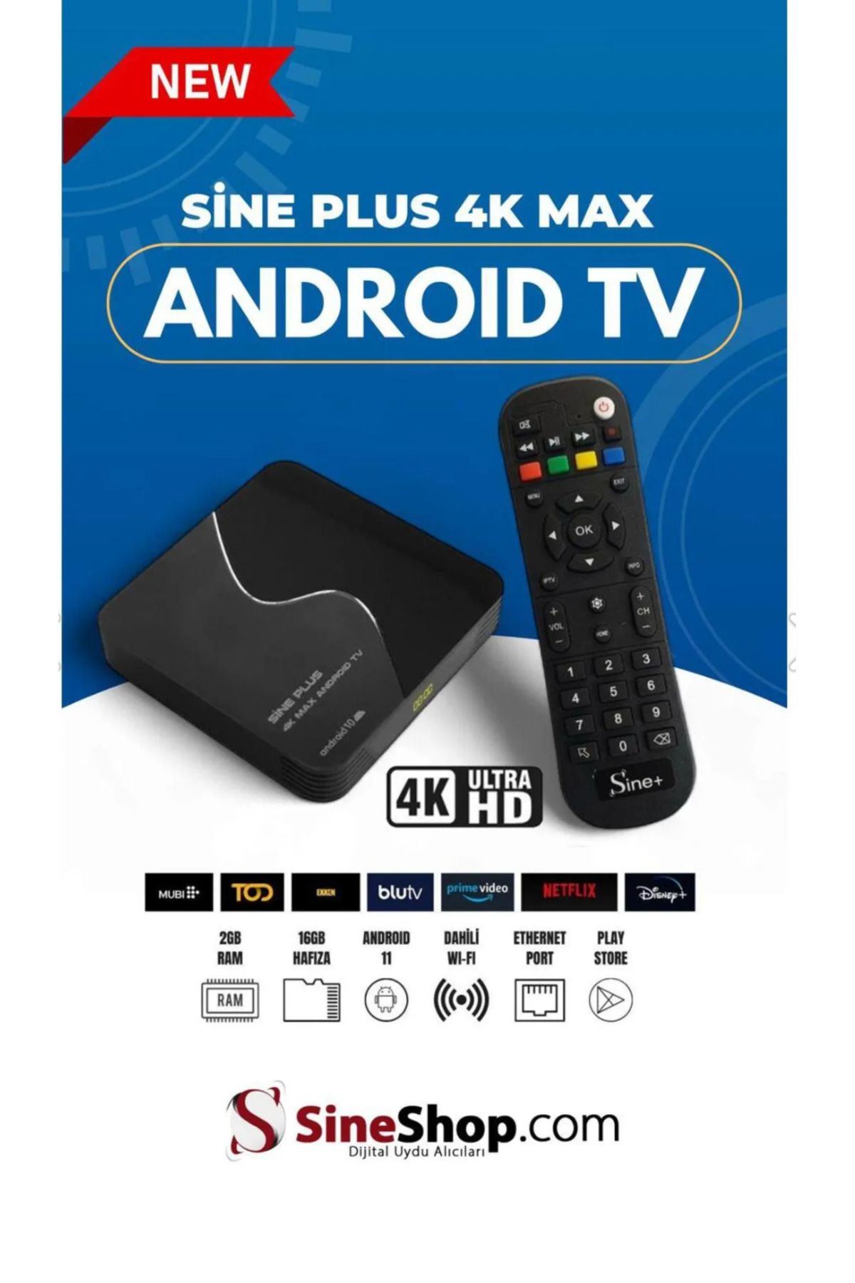 Sine Plus 4K 16GB Android 11 Media Player