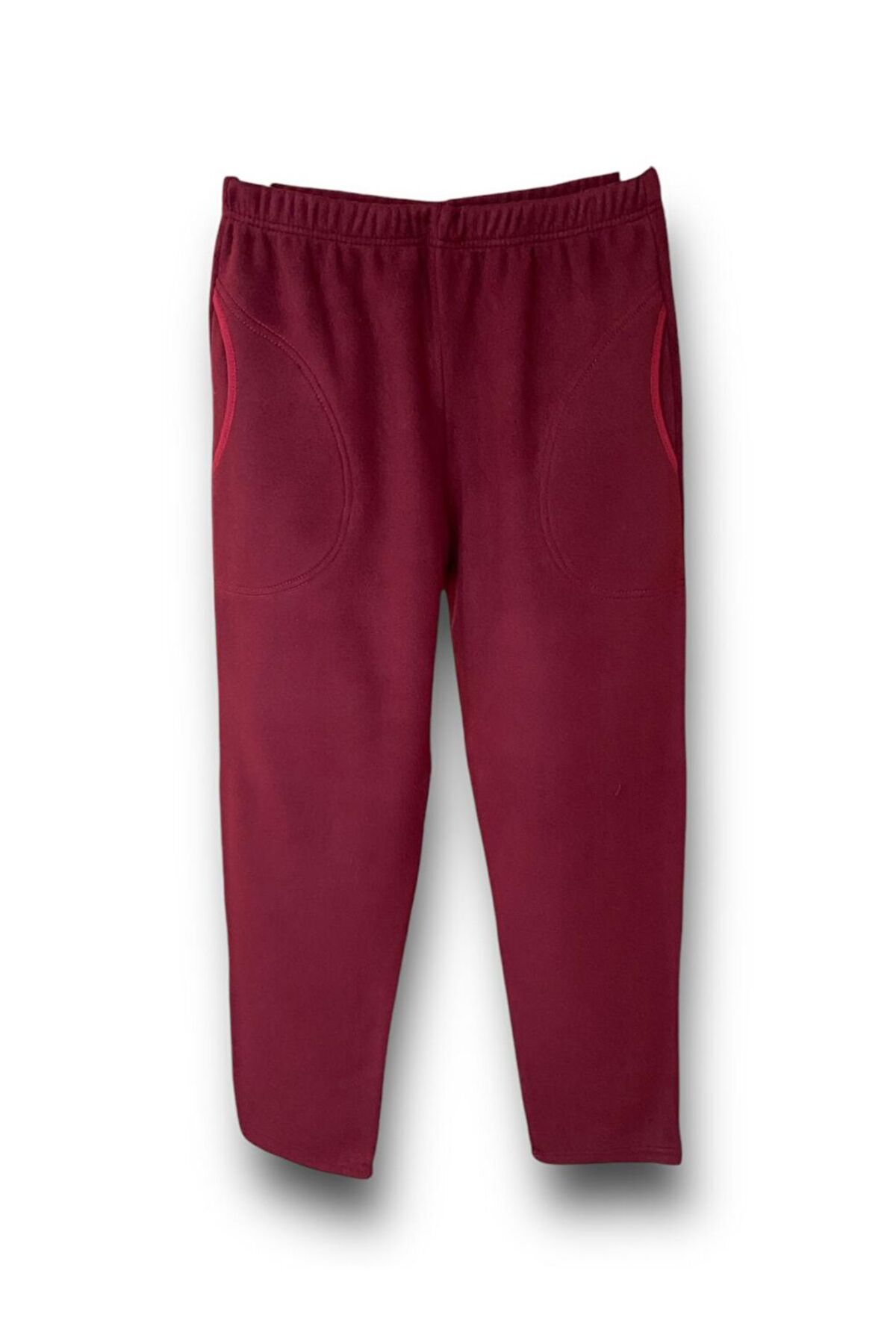 FORMO Kadın Bordo Polar Cepli Kışlık Kalın Pijama Altı