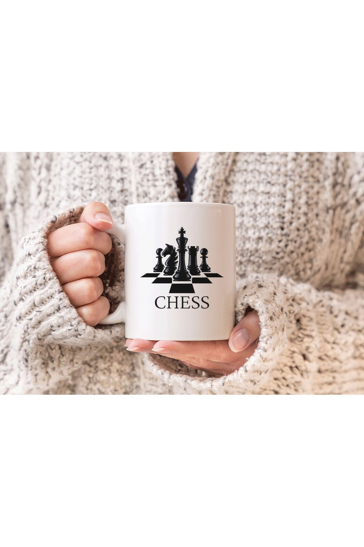 sielta Satranç Taşı Chess Baskılı Hediyelik Porselen Kupa Bardak