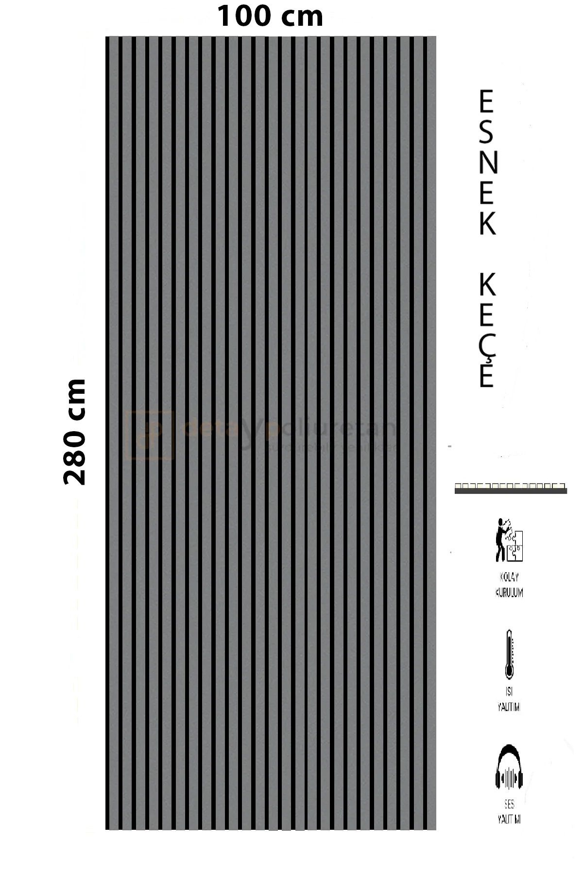 Mdf Ahşap Akustik Duvar Paneli 100x280 Cm ( Antrasit ) /
