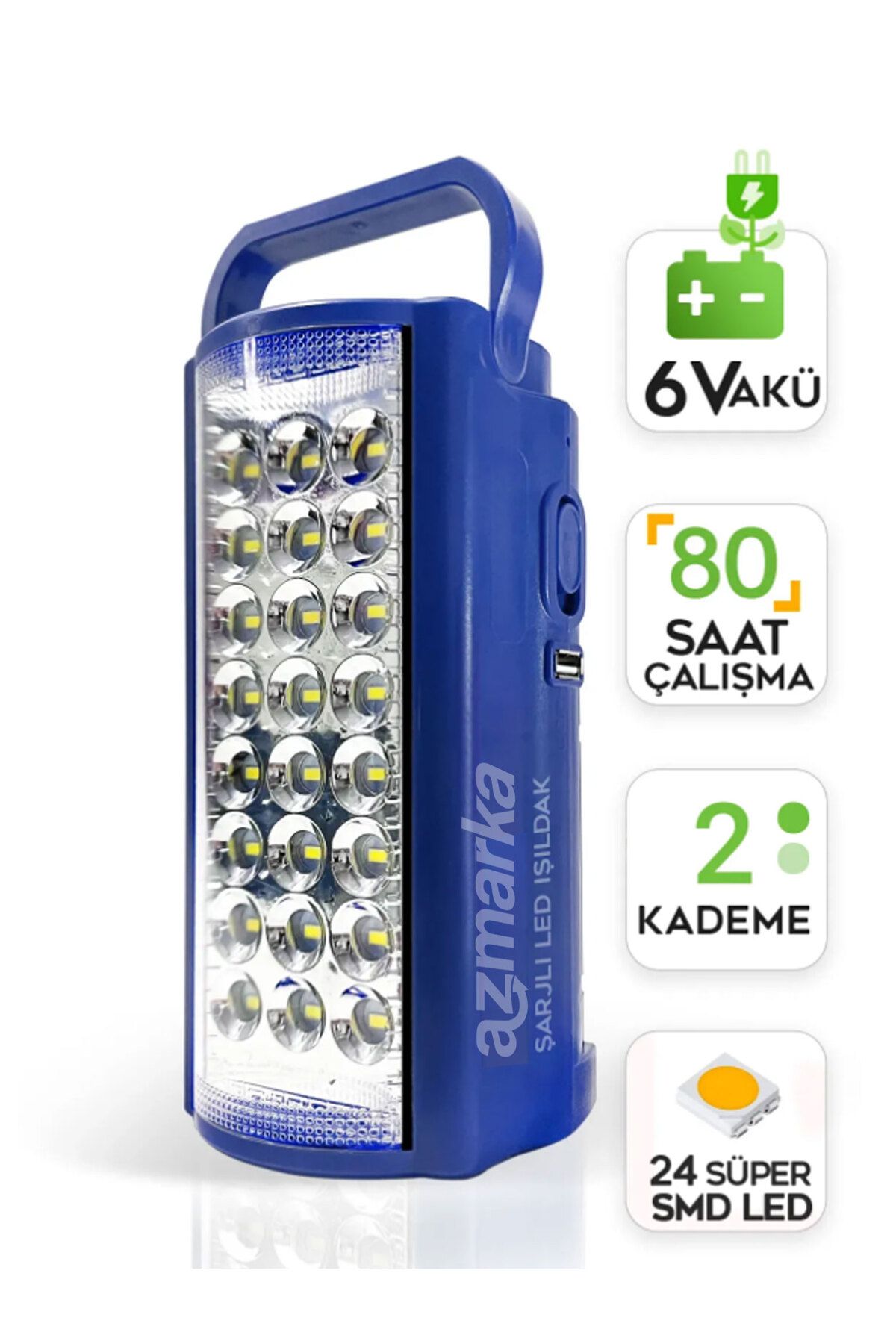 azmarka USB Powerbank Taşınabilir Kamp Lambası – 80 Saat Aydınlatma, 24 SMD LED, 220V Şarjlı Işıldak