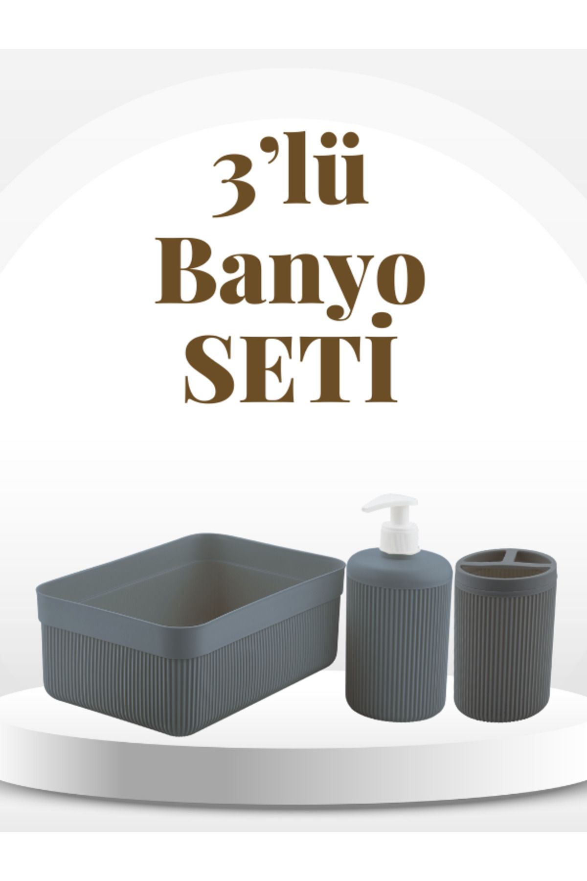 VoCe 3'LÜ BANYO SETİ - SIVI SABUNLUK DİŞ FIRÇALIK 3LİTRE ORGANİZER SEPET