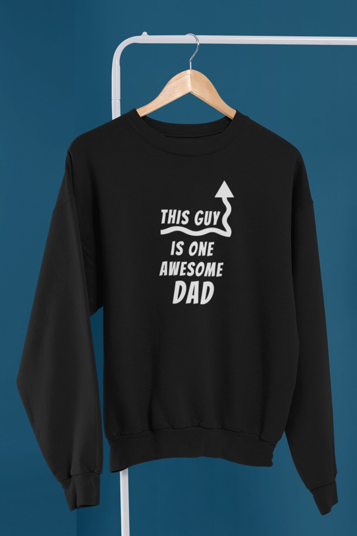 qoeuyl boutique This Guy Is One Awesome Dad Babalar Günü Baskılı Eğlenceli Hediyelik %100 Pamuklu Sweatshirt