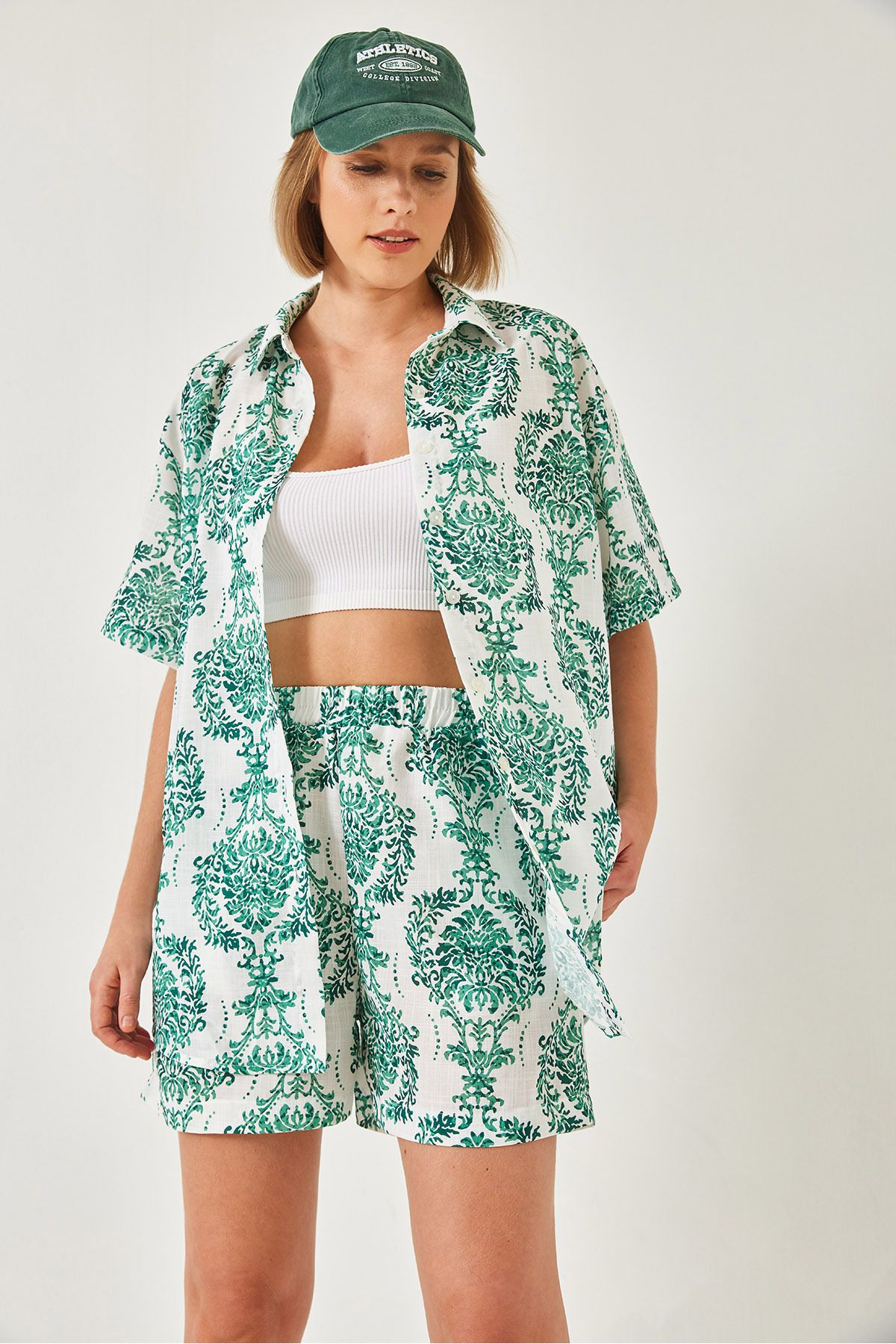 Bianco Lucci-Set aus Hemden und Shorts mit tropischem Muster für Damen – 60255 60271035 5